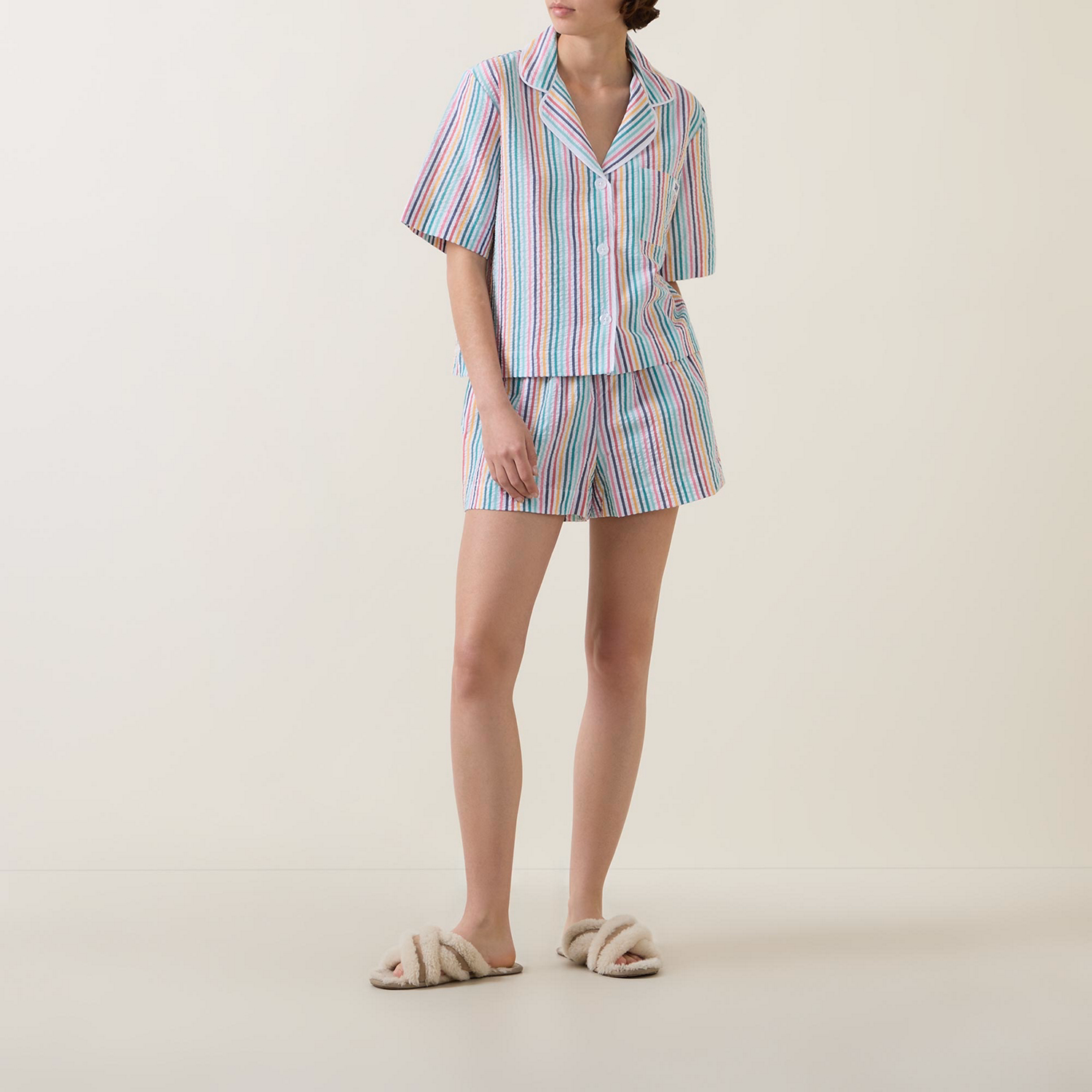 Striped Logo Shirt & Shorts Pyjama Set