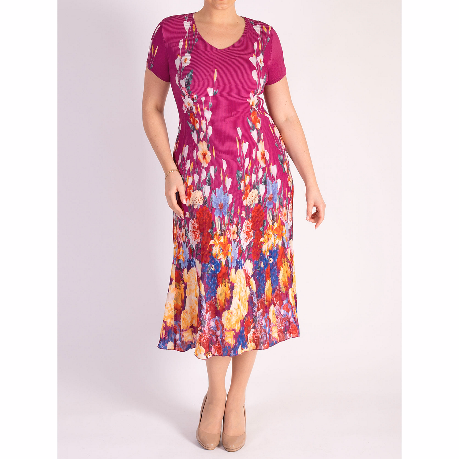 Pleated Floral Dress