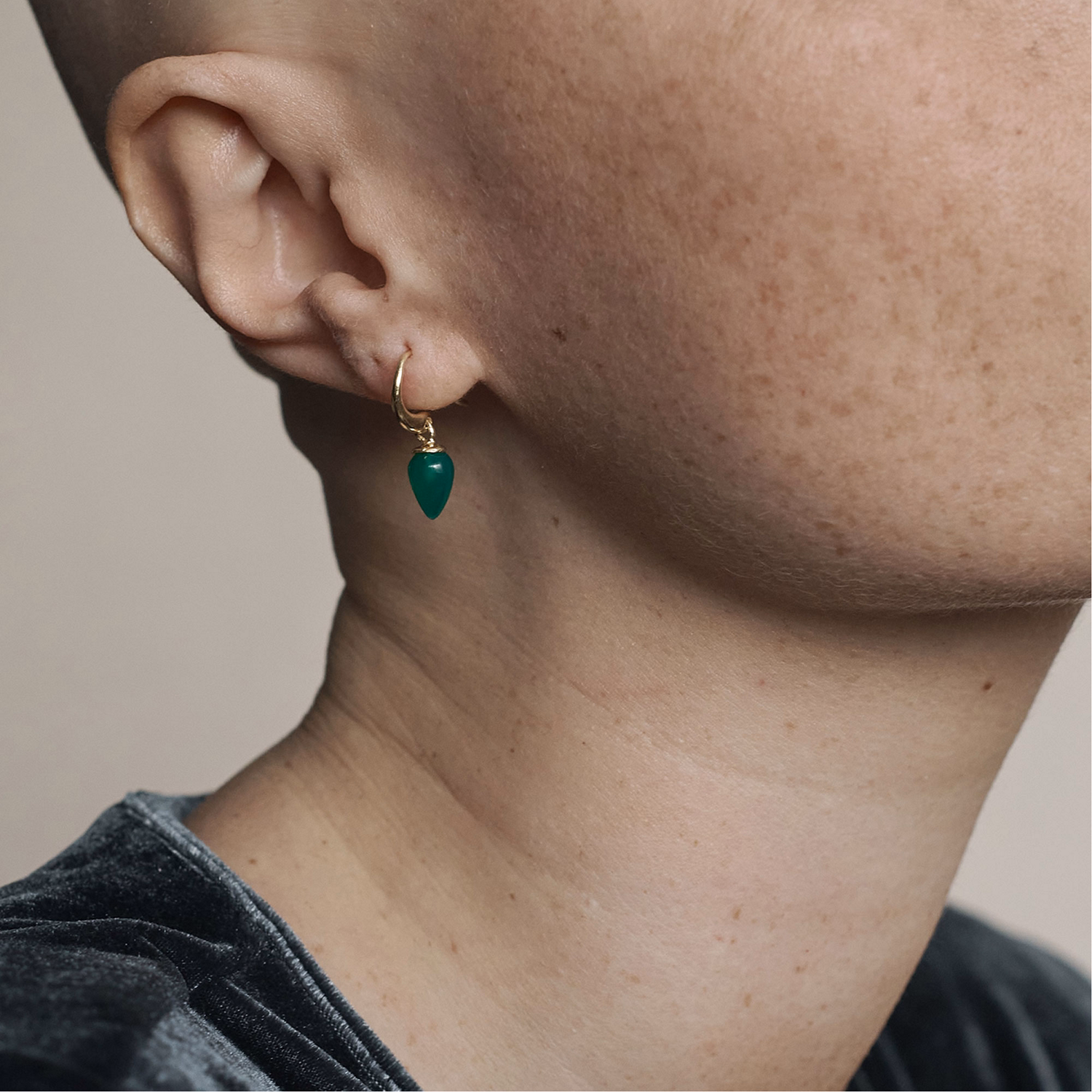 Relic Droplet Green Onyx Earrings