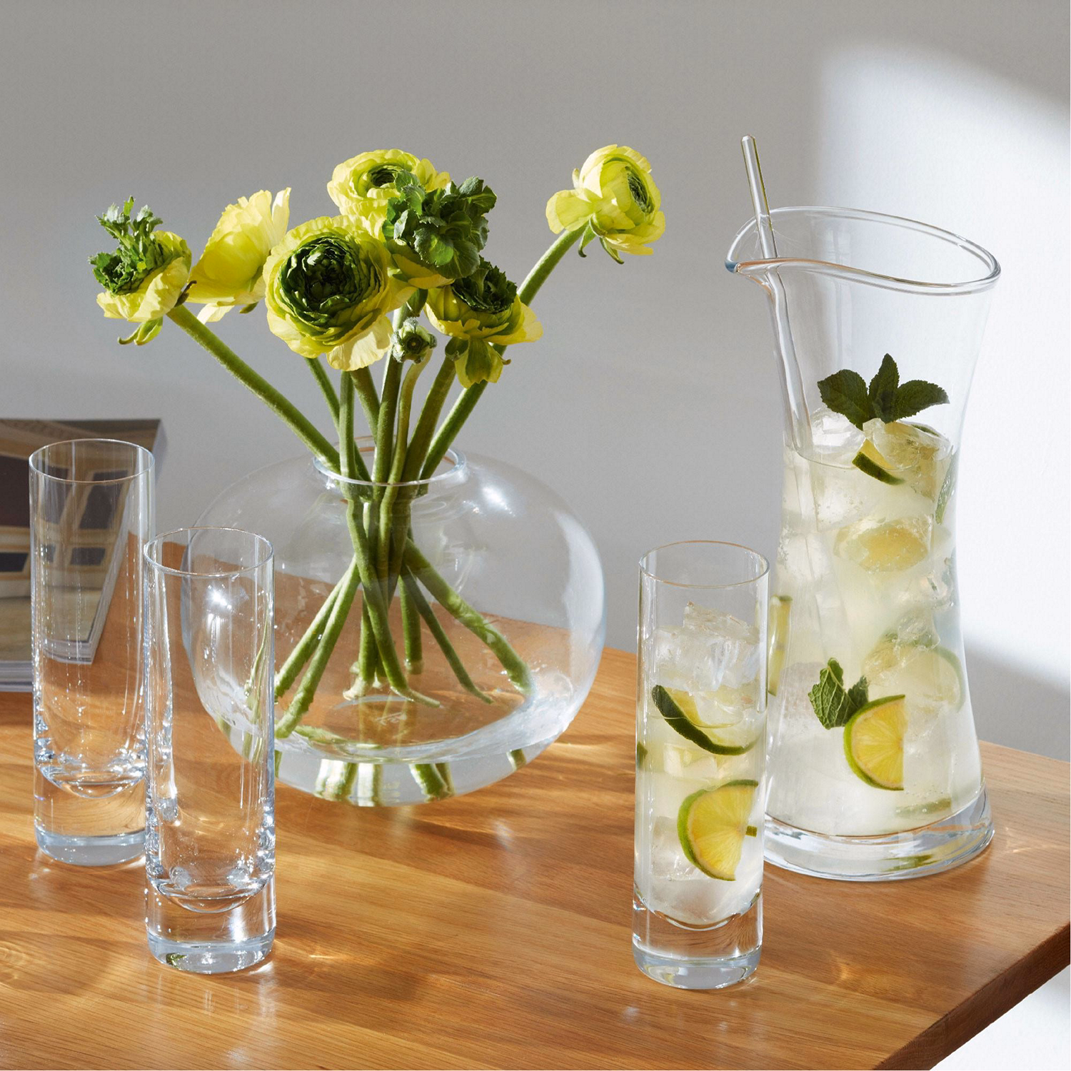 Flower Curved Bouquet Vase H15cm Clear