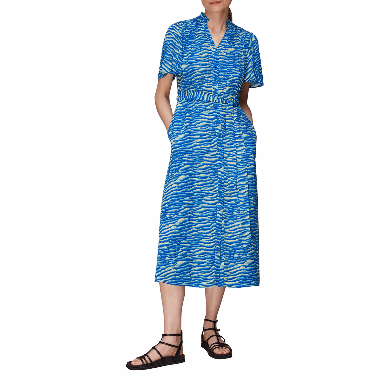 Seafoam Zebra Print Midi Dress