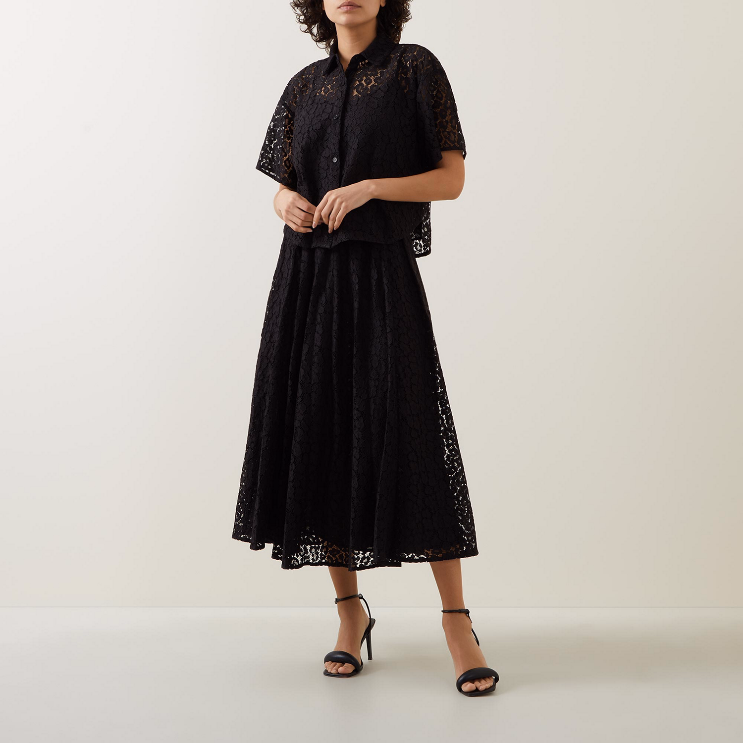 Cheetah Lace Flared Skirt