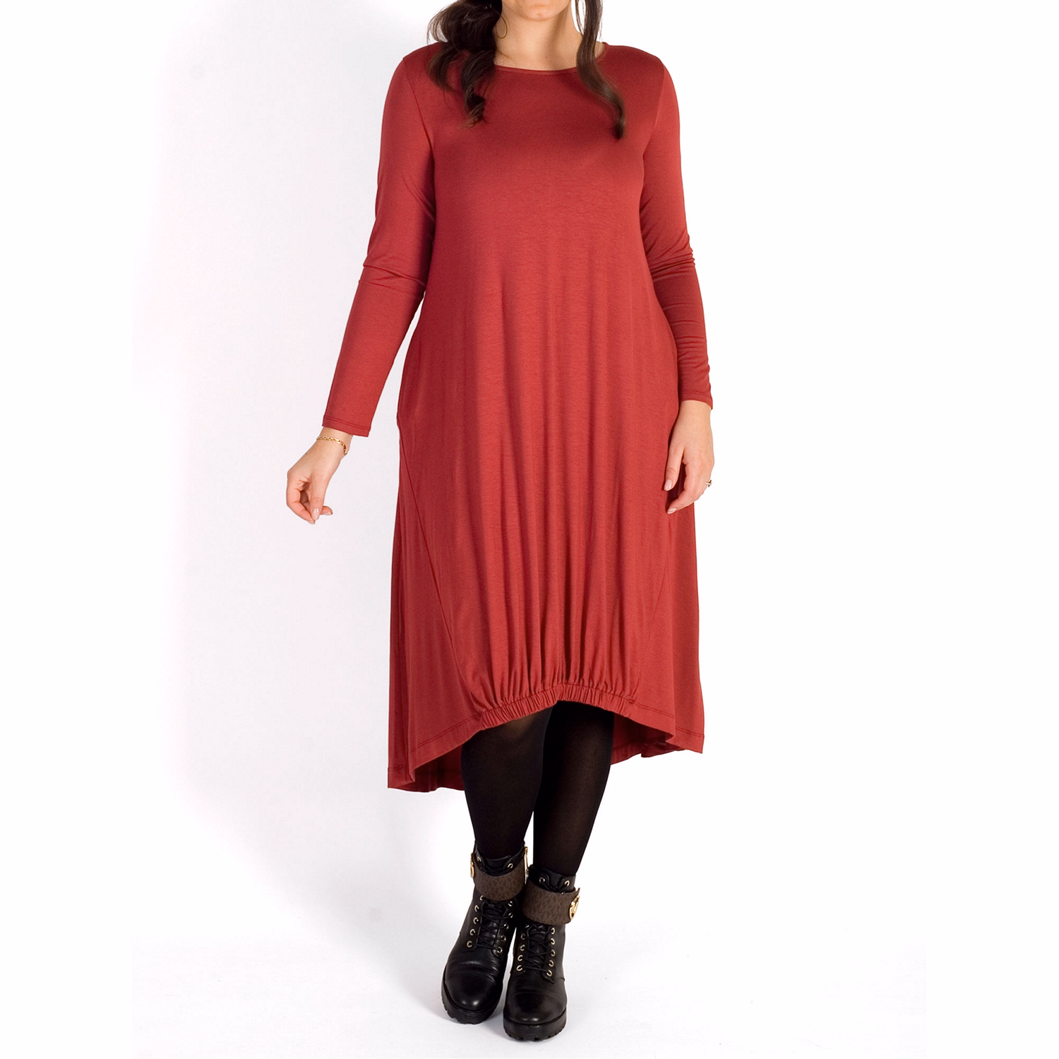 Cinnamon Ruched Jersey Dress