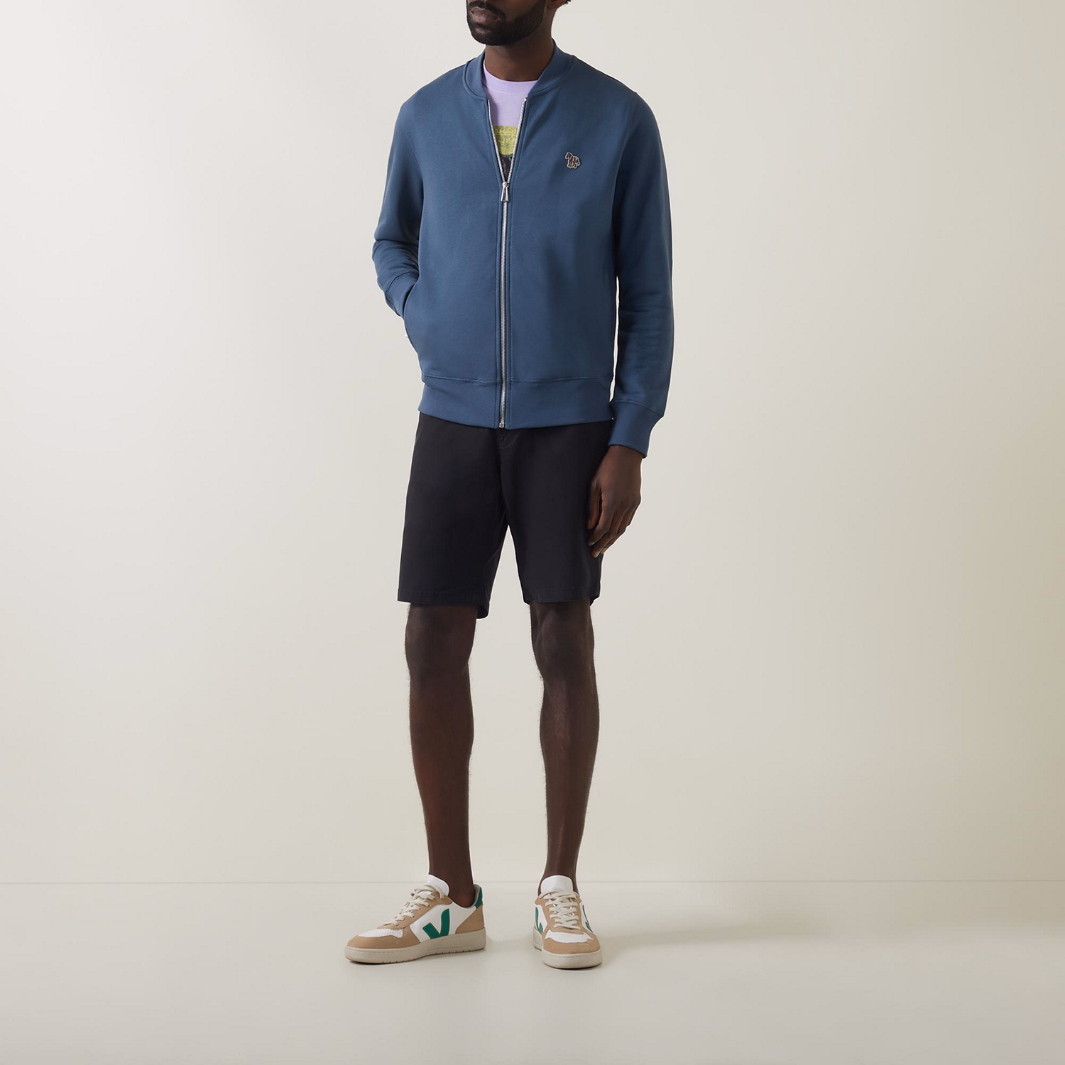 Zebra Zip-Through Bomber Sweatshirt