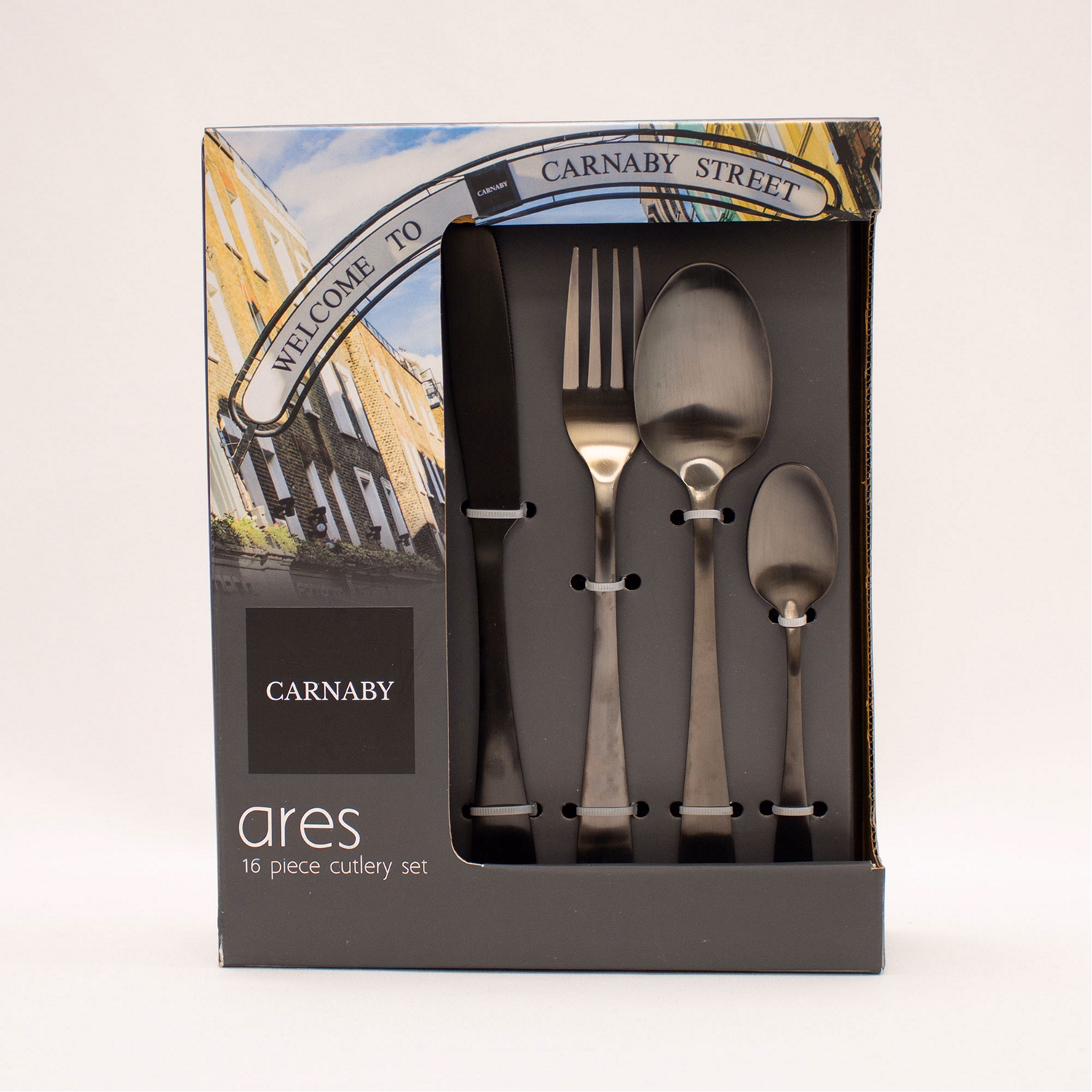 Ares 16-Piece Cutlery Set Brushed Black