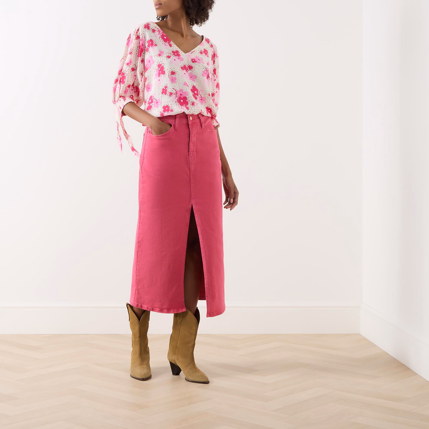 Carlyne High-Rise Denim Skirt