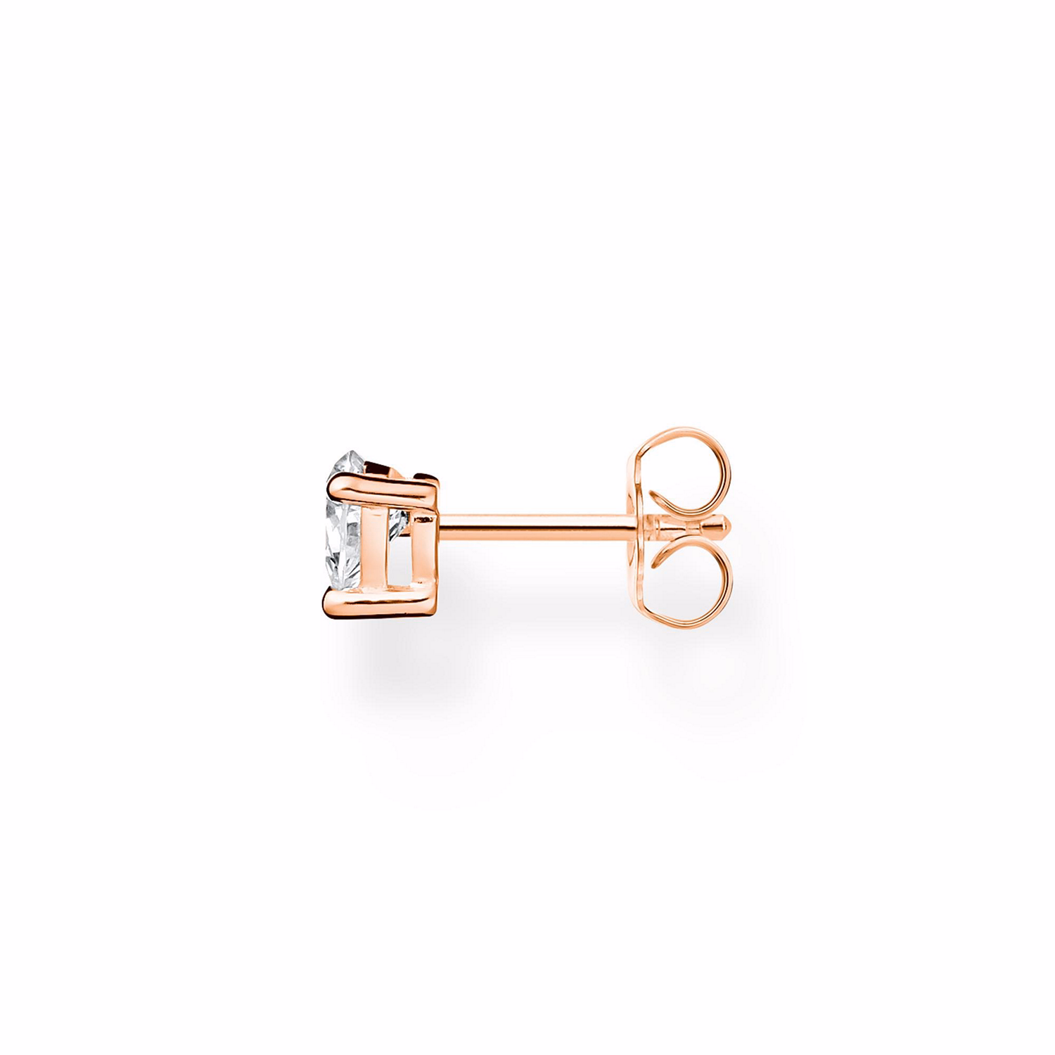 Rose Gold Single Heart Ear Stud