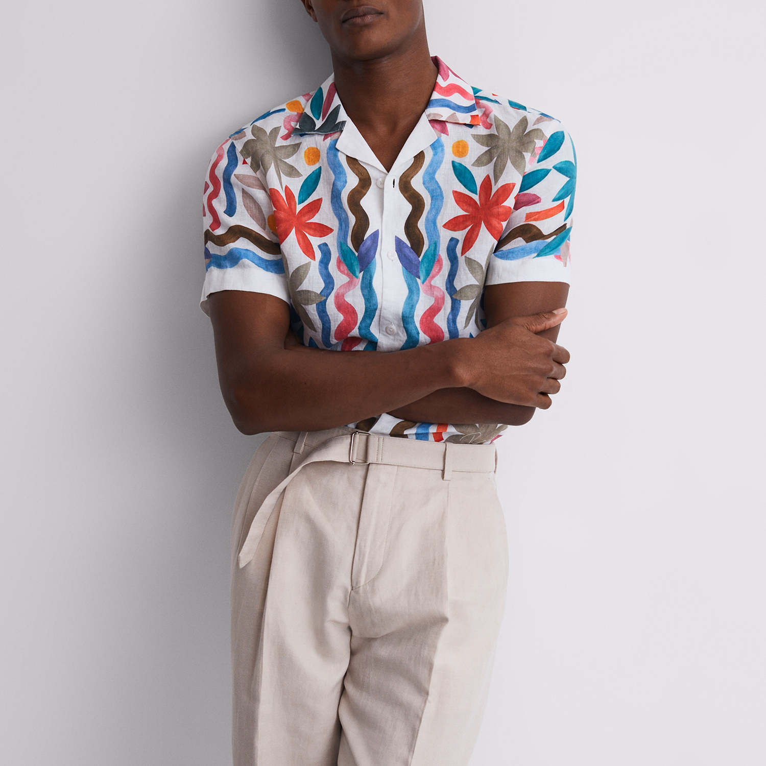 Delphi Linen Floral Cuban Collar Shirt
