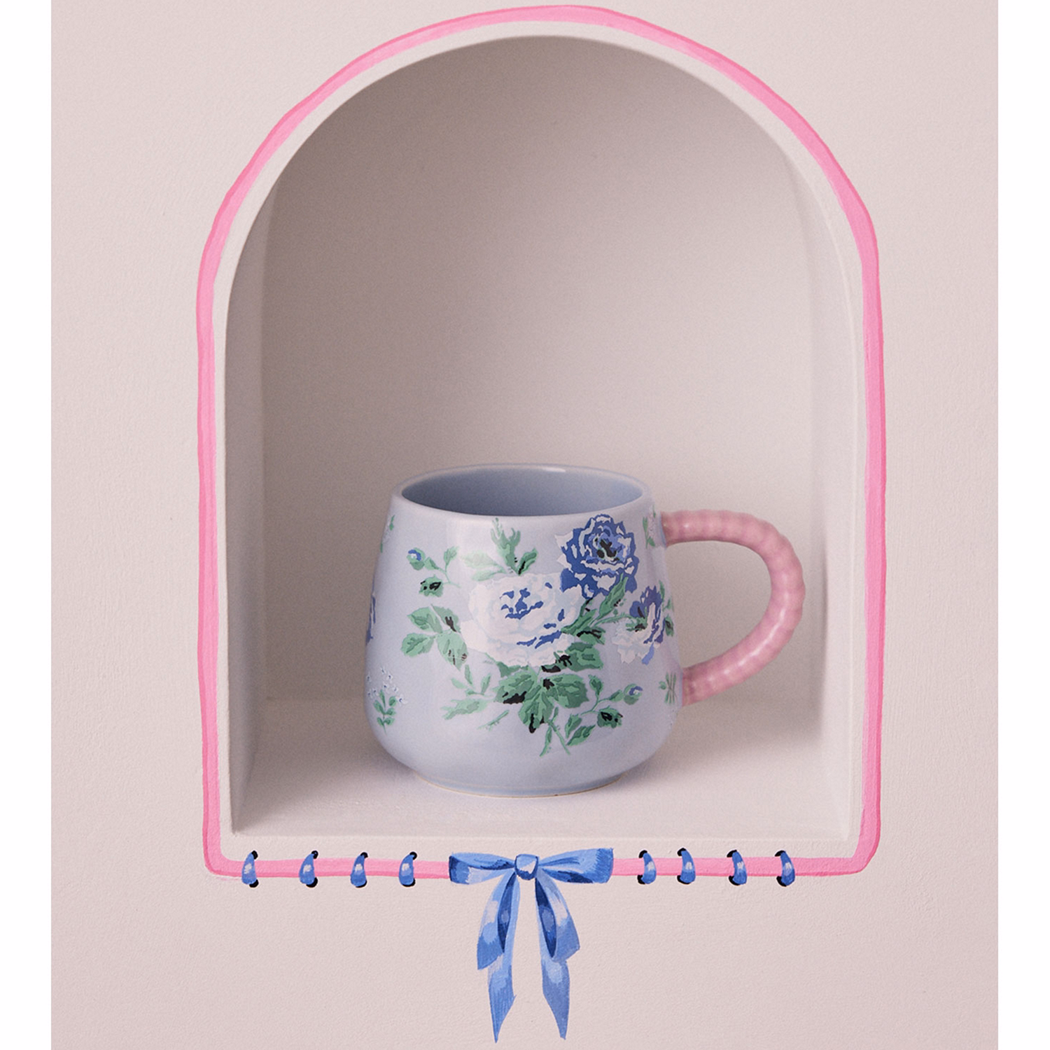 Archive Rose Blue Twisted Handle Mug