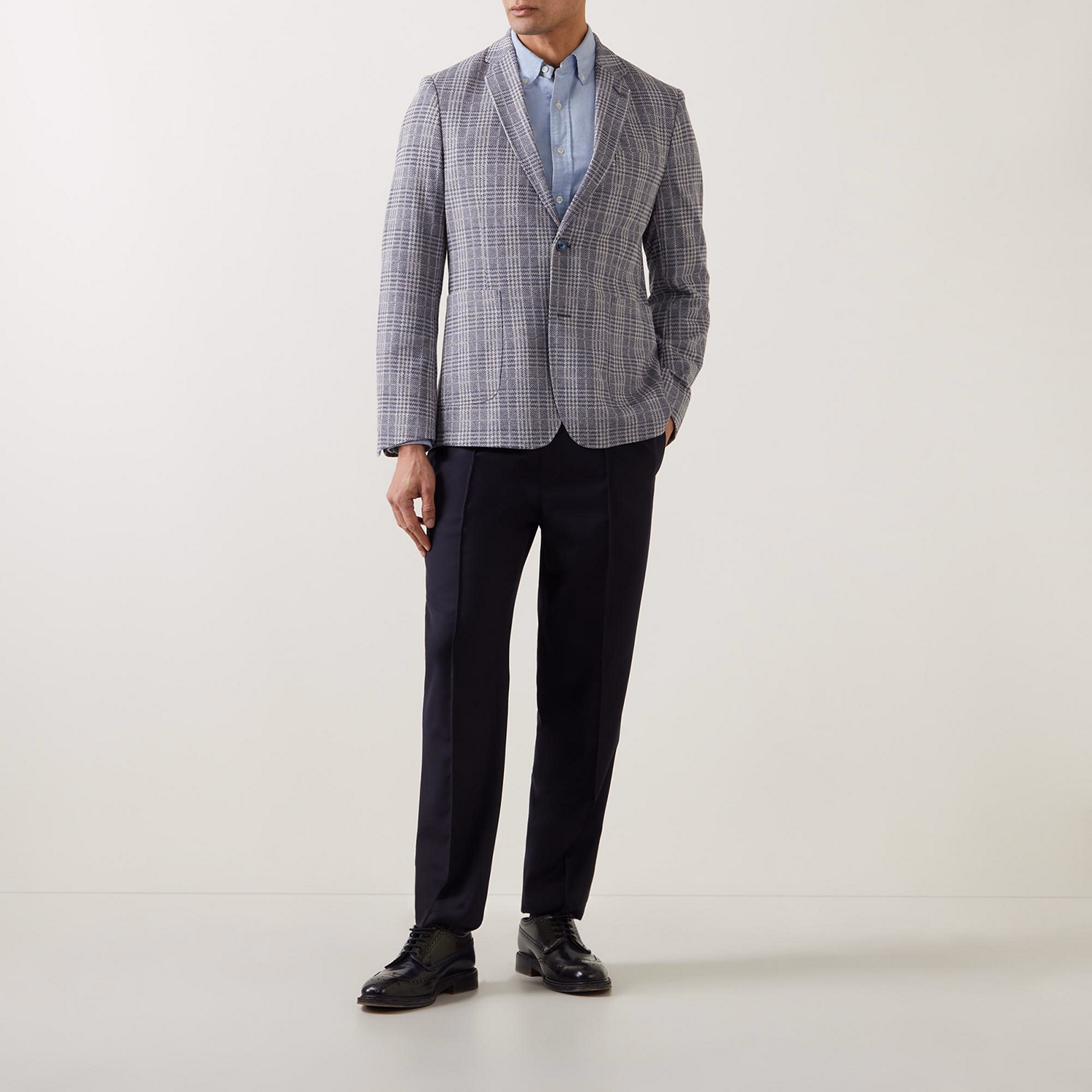 Prince of Wales Single-Breasted Blazer