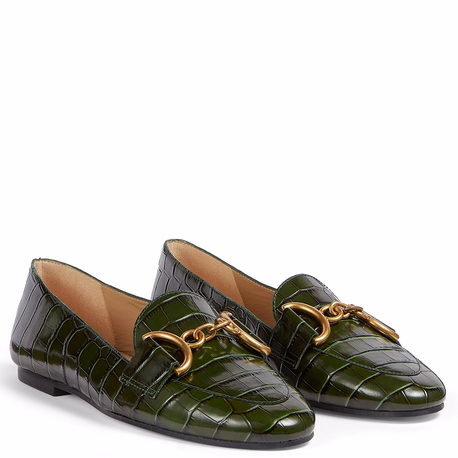 Daphne Snaffle Croc-Embossed Loafers