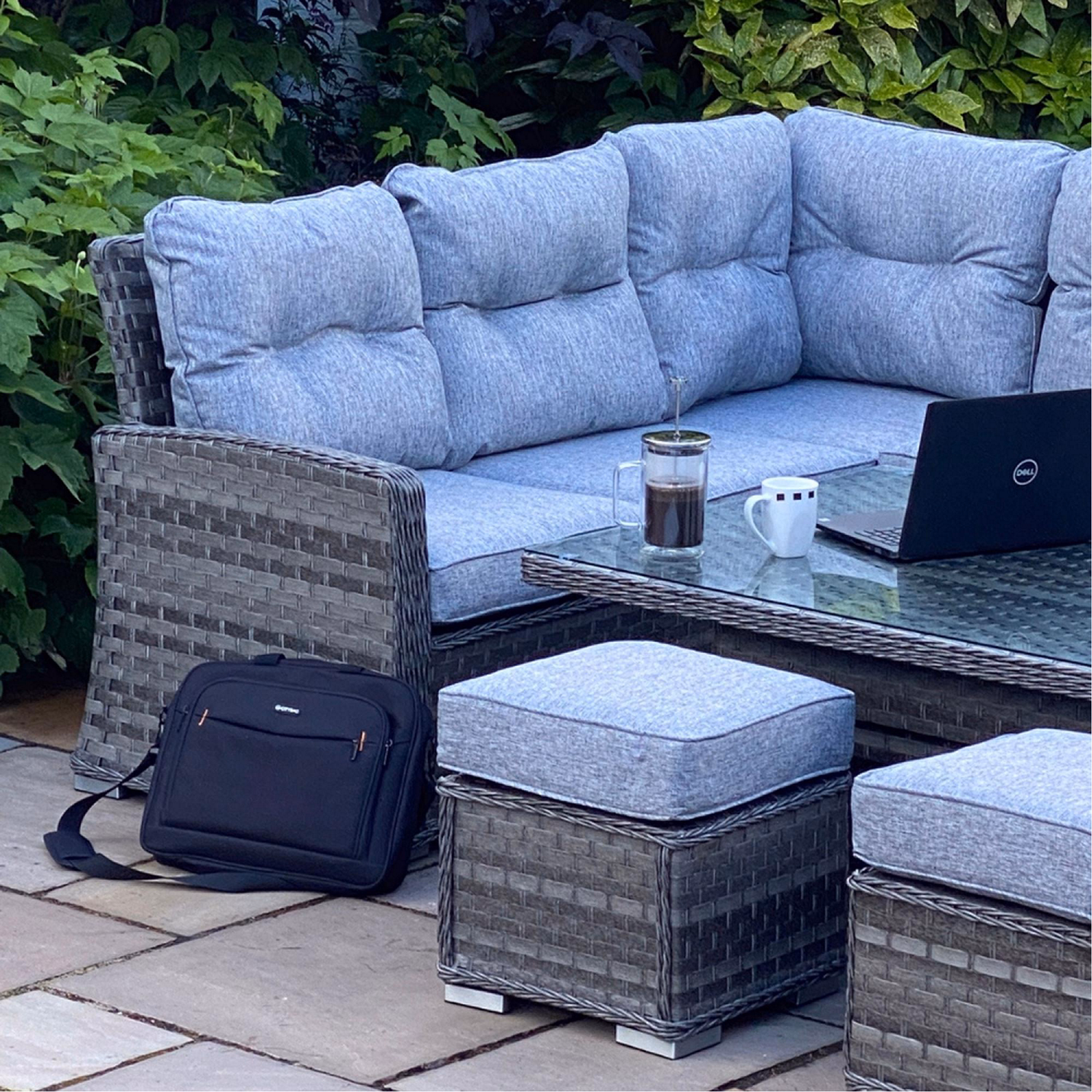 Boston Casual Dining Set with Rising Table Dark Grey