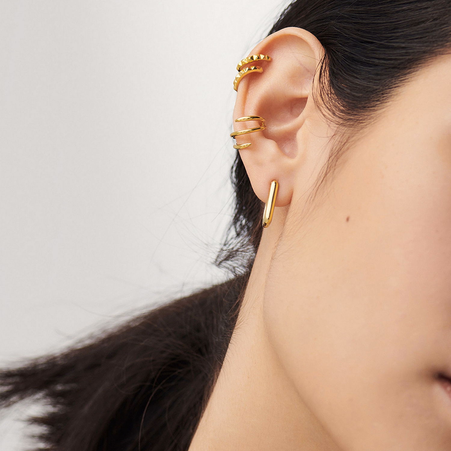 Plain Ovate 18kt Gold Plated Huggies