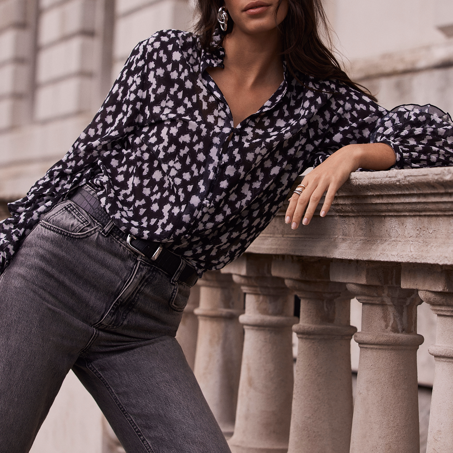 Floral Ruffle Detail Blouse