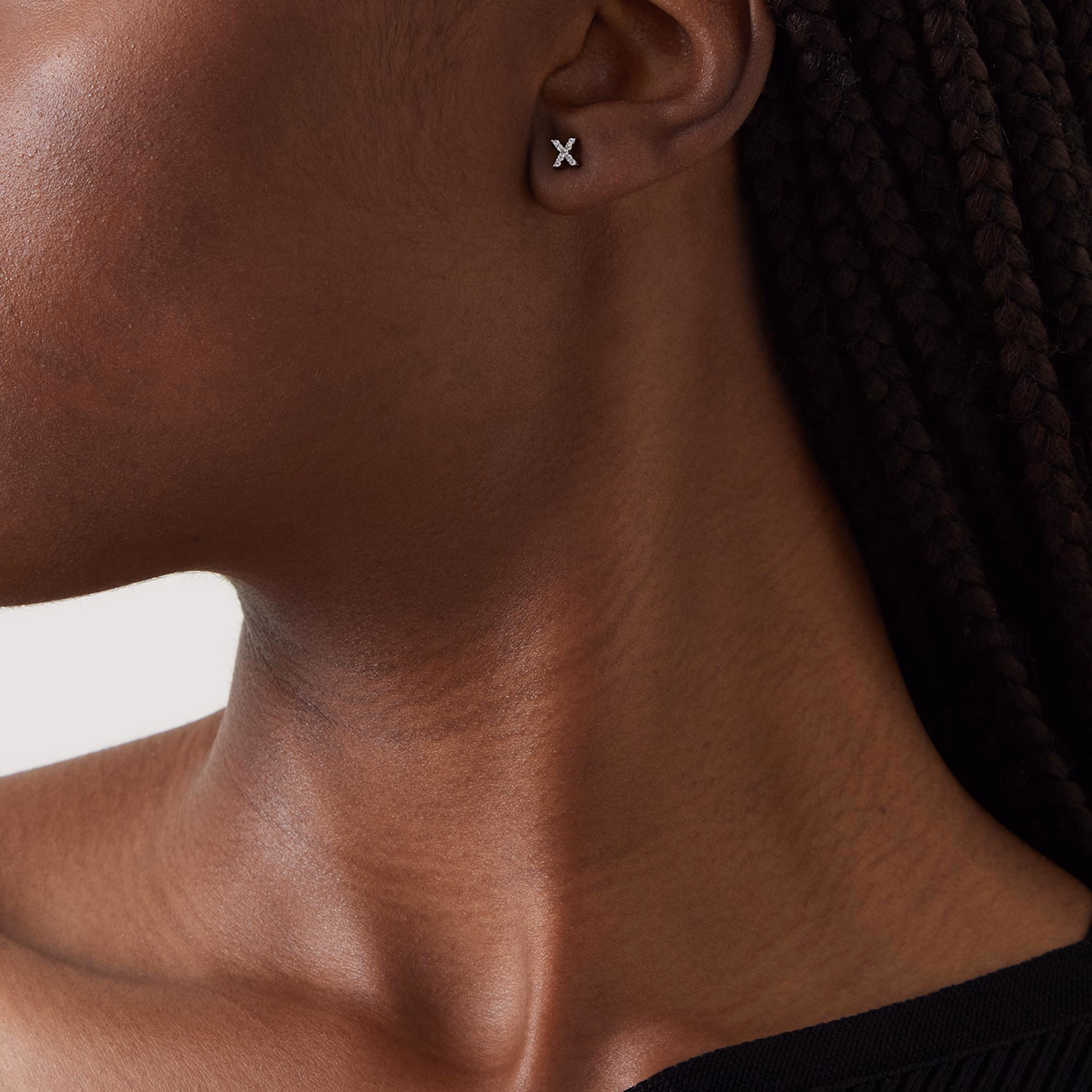 Pavé Gold Plated Initial Stud Earring X