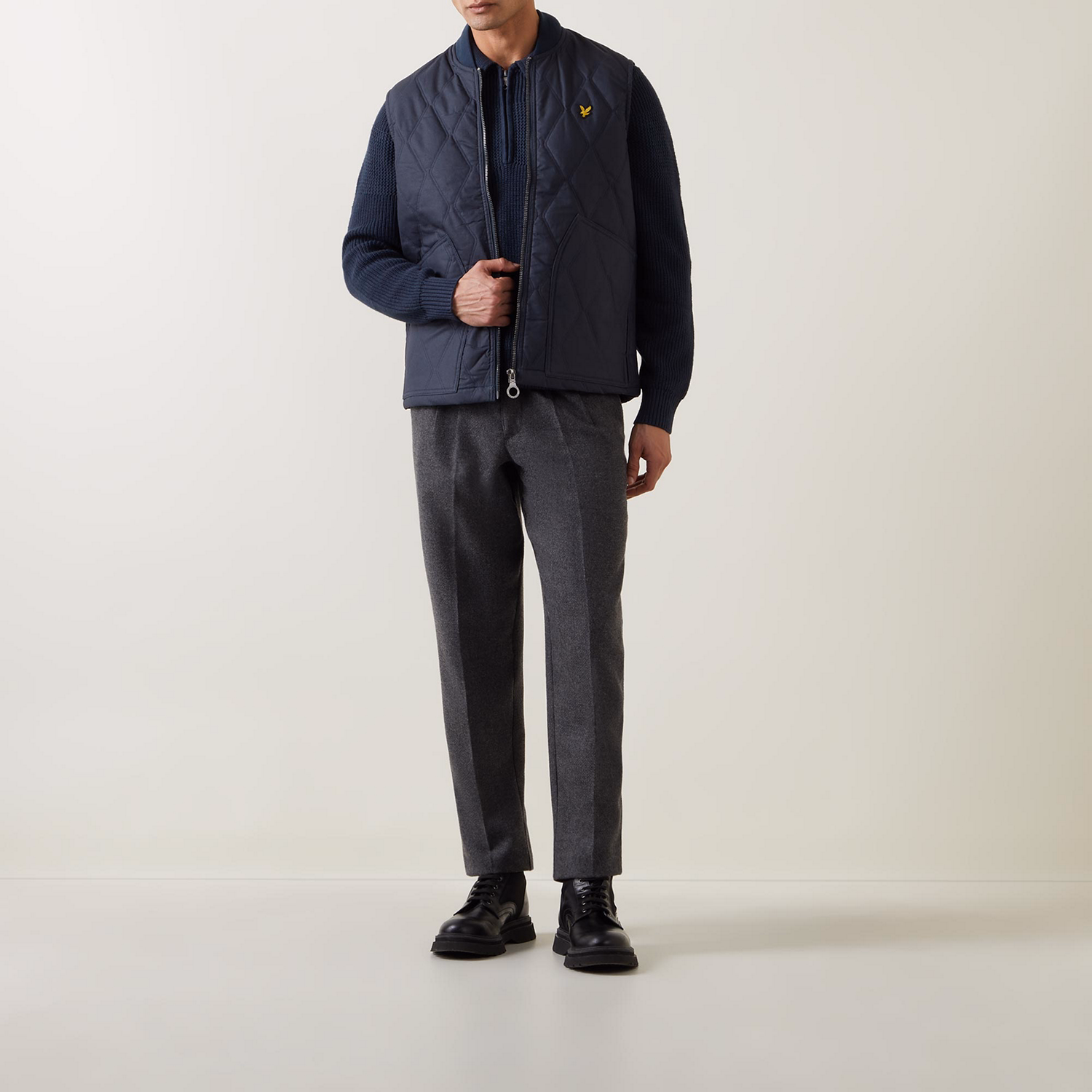 Quilted Logo Wax Cotton Gilet