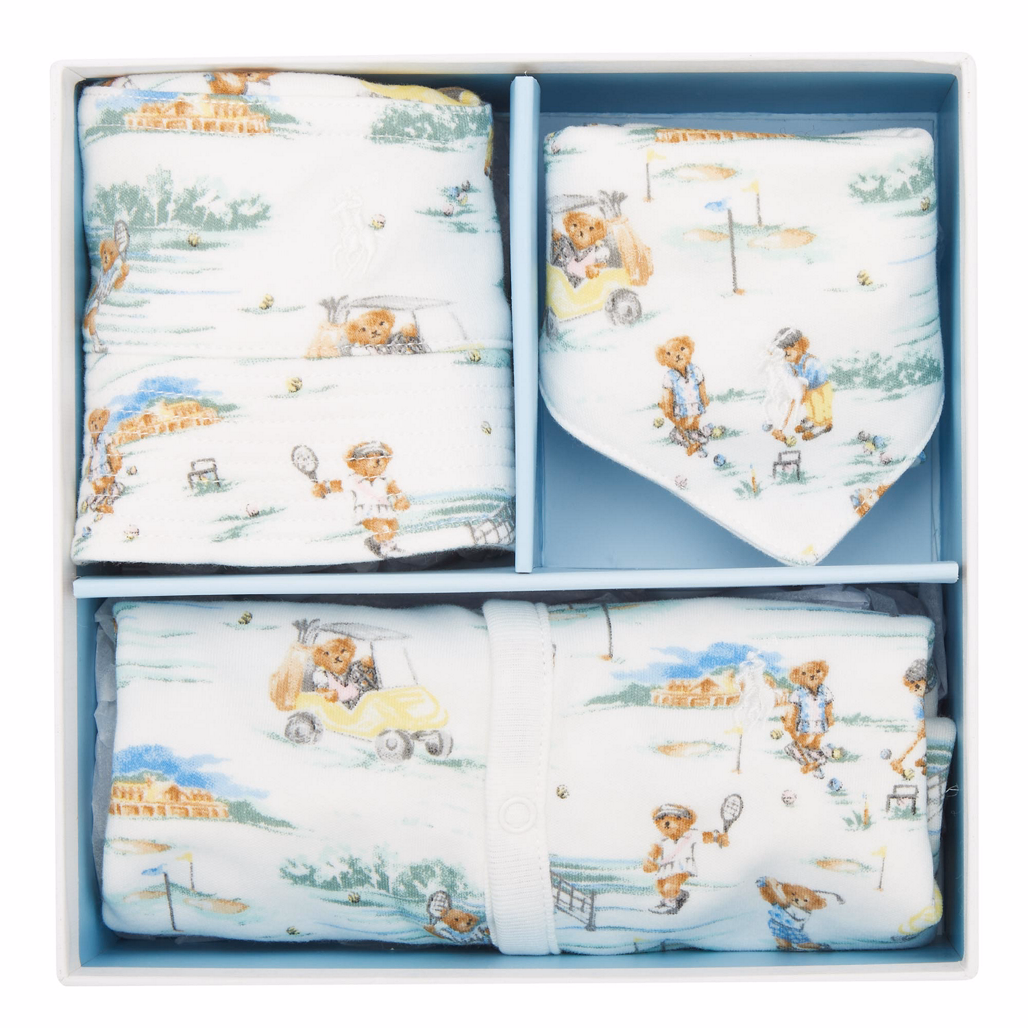 Three-Piece Polo Bear Hat, Bib & Babygrow Set 3-6 Months