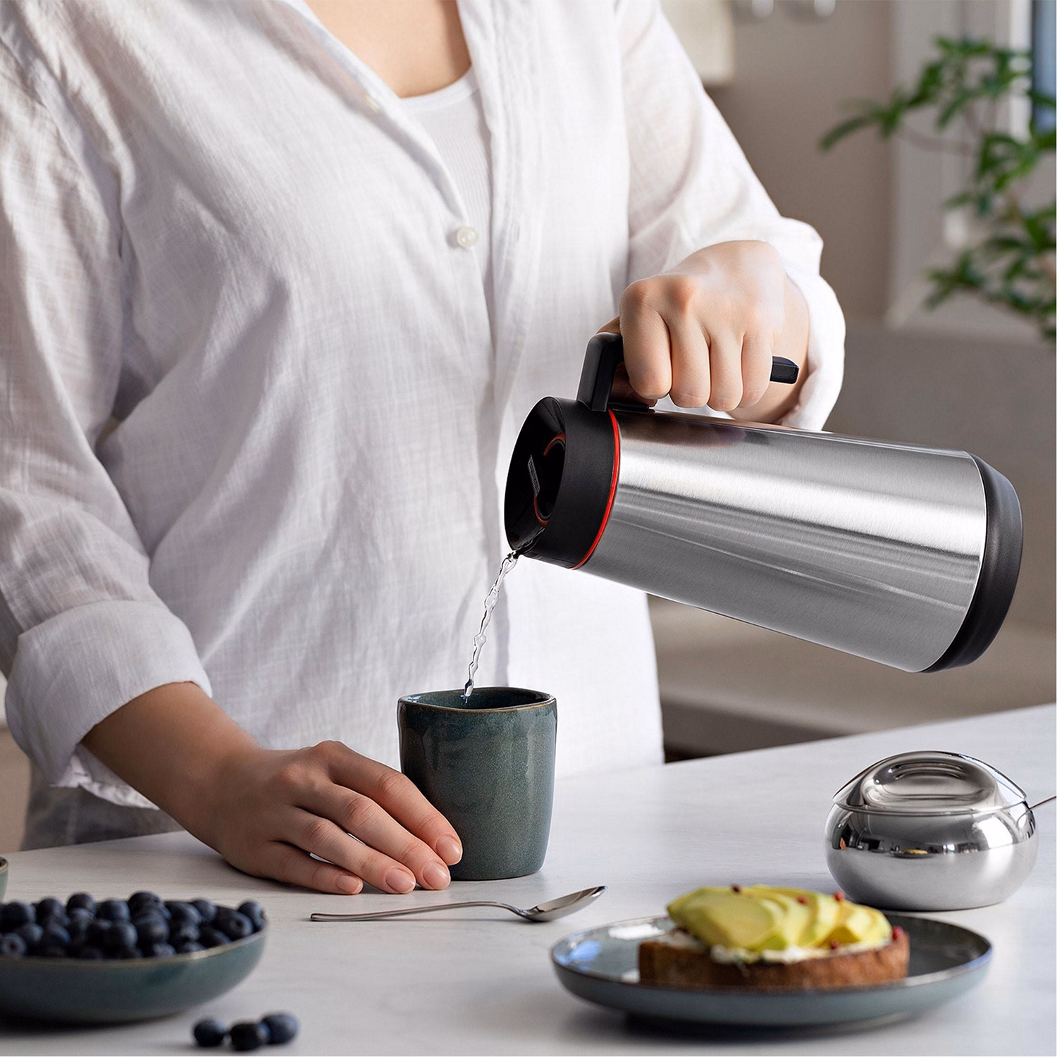 Stainless Steel Thermal Flask -Silver, 1.0L