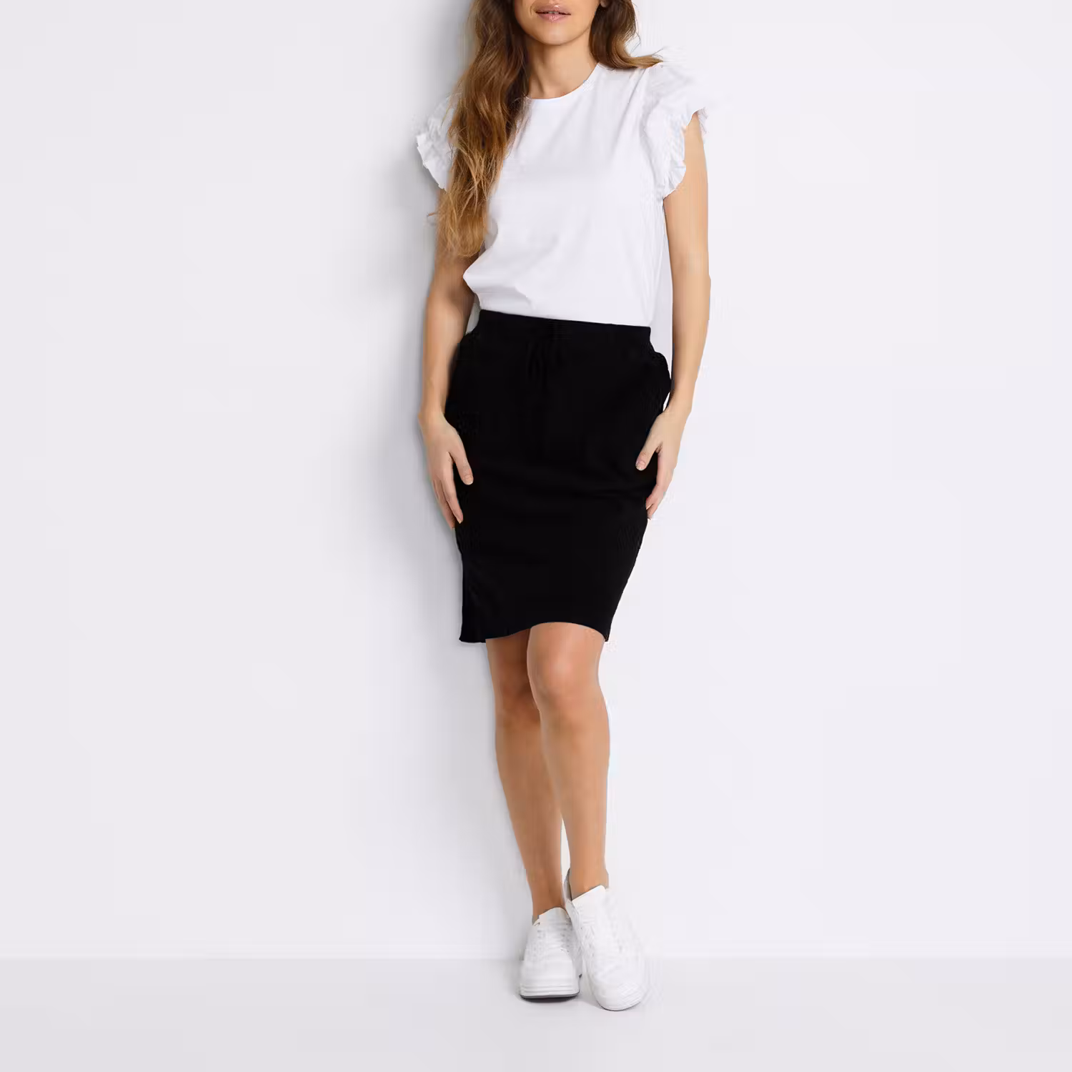 Naya Drawstring-Waist Pencil Skirt