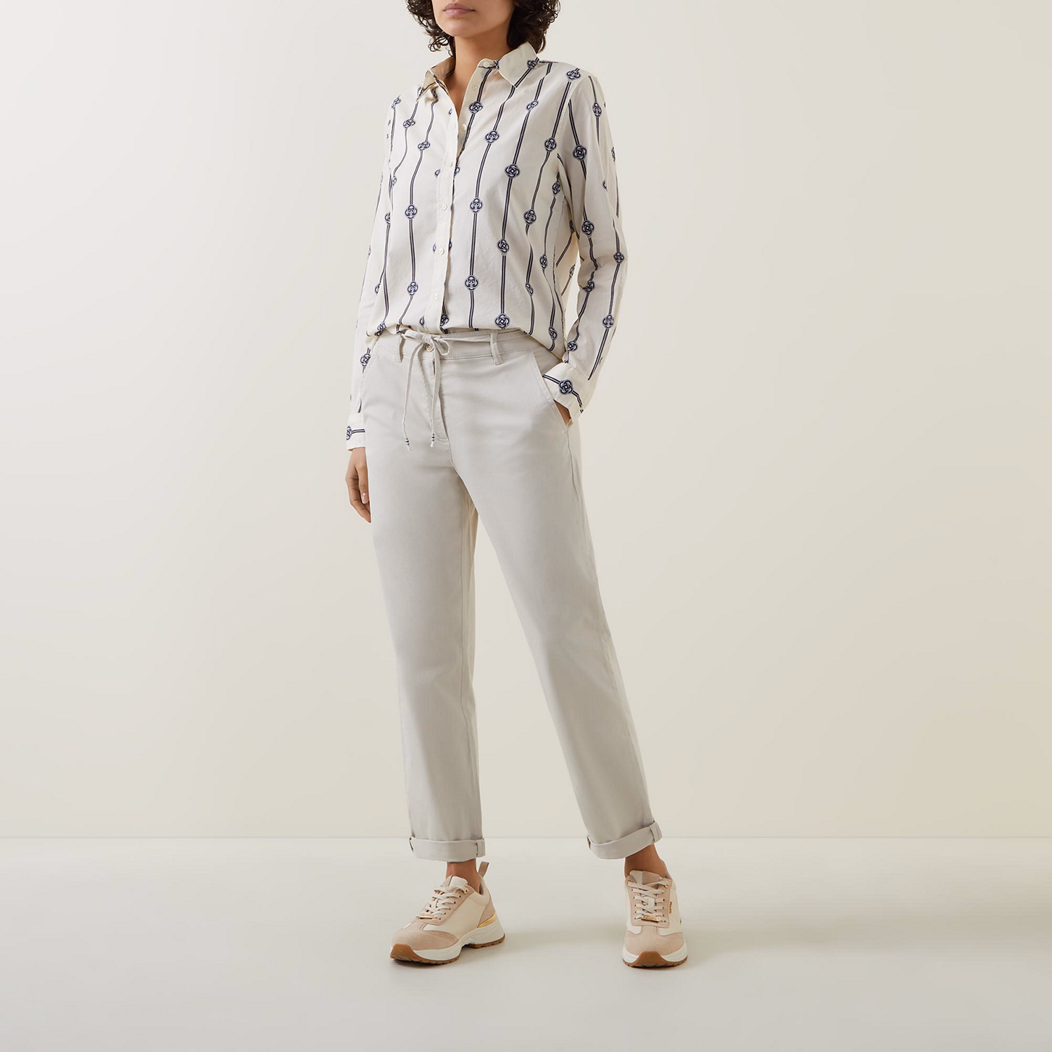 Tie-Fastening Mid-Rise Chinos