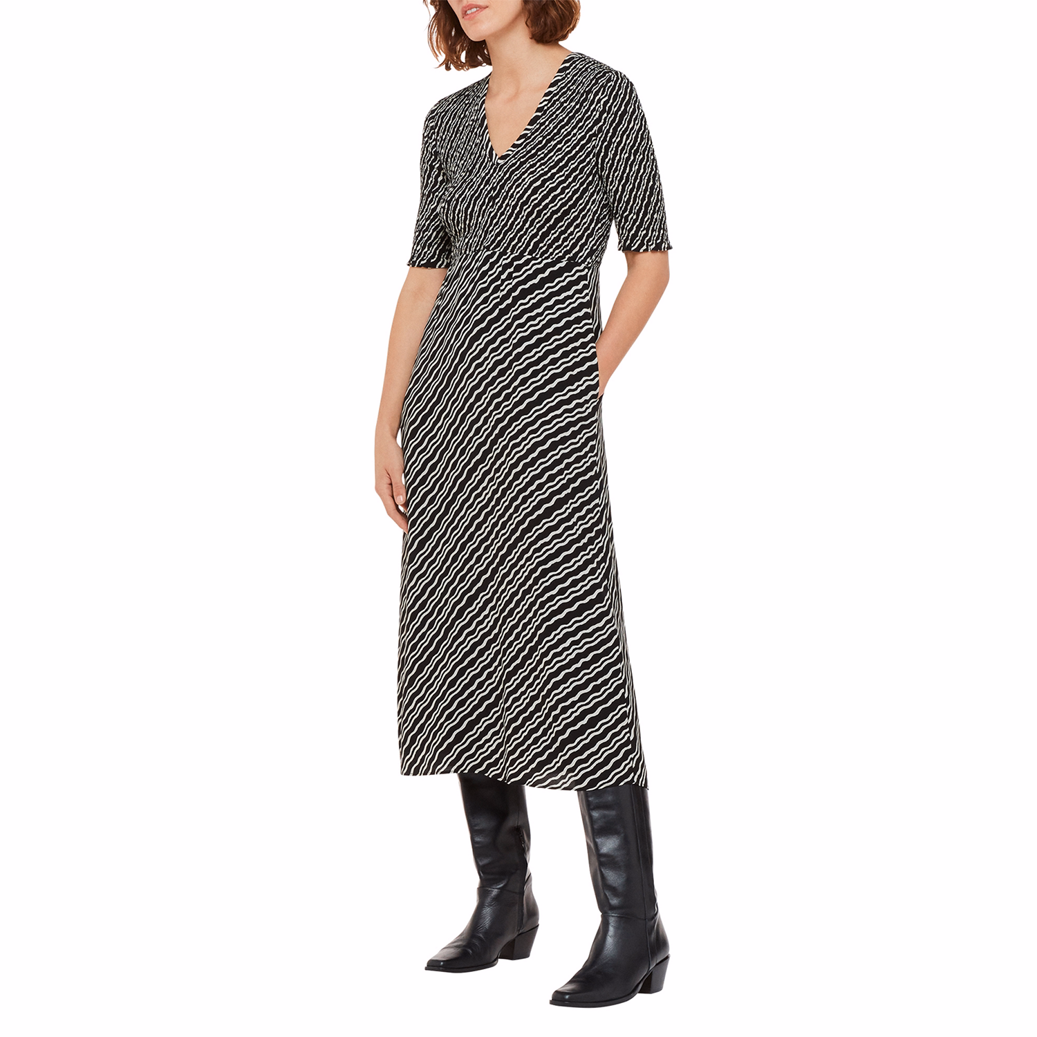Ripple Shirred Dress