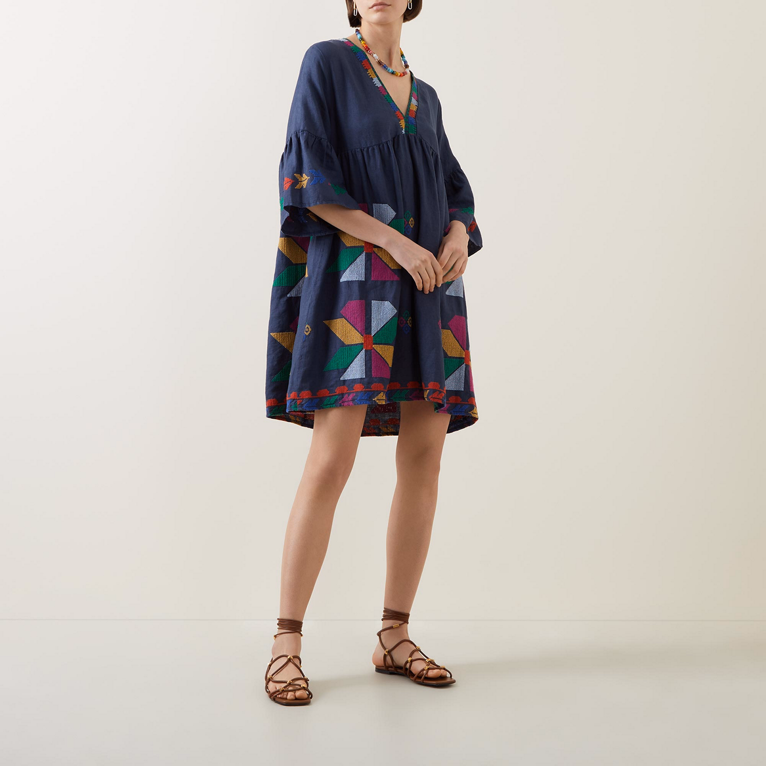 Aeolis Embroidered Mini Dress