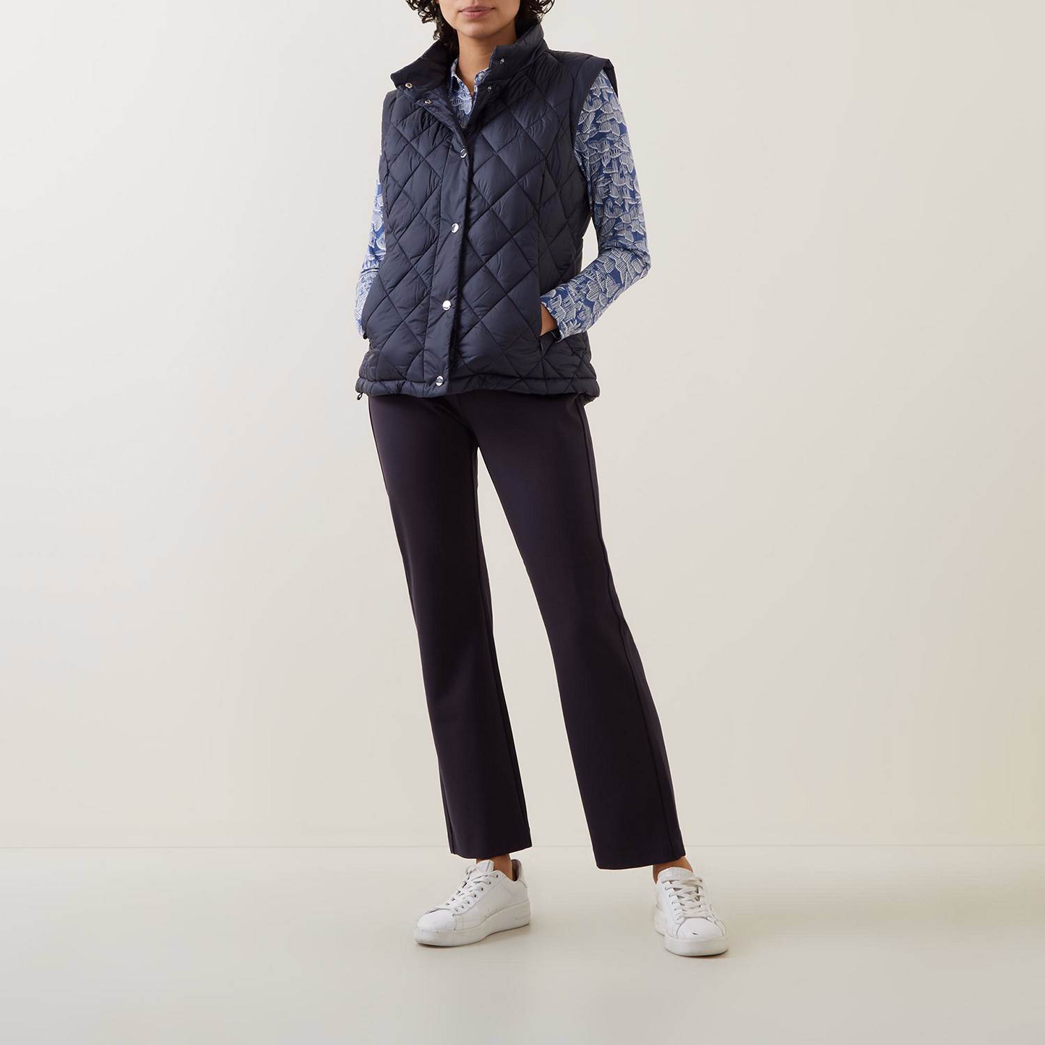 Diamond-Quilted Snap-Button Gilet