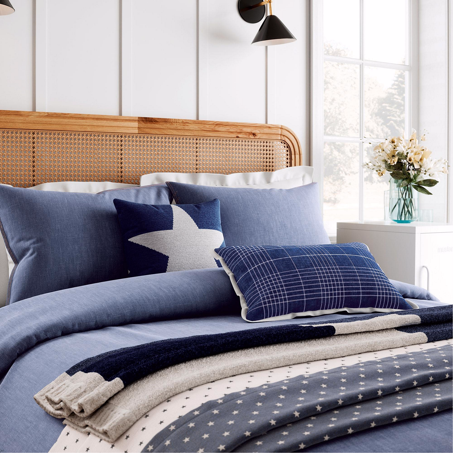 Denim Look Duvet Set Blue