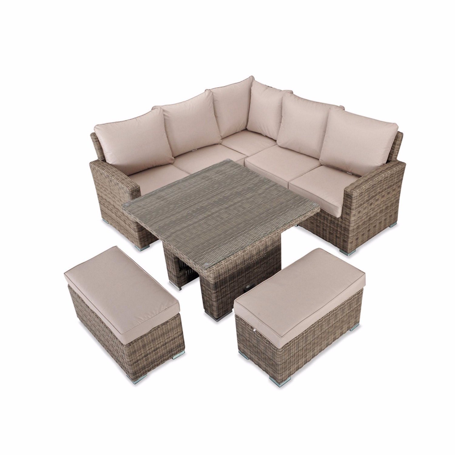 RW Corner Sofa Set with Square Table Natural