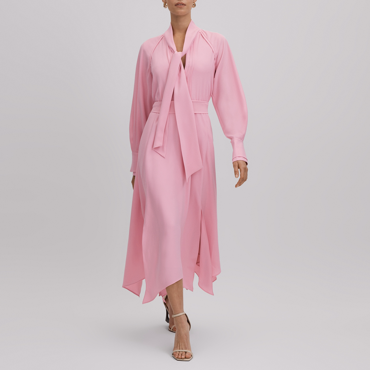 Erica Neck Tie Handkerchief Hemline Dress