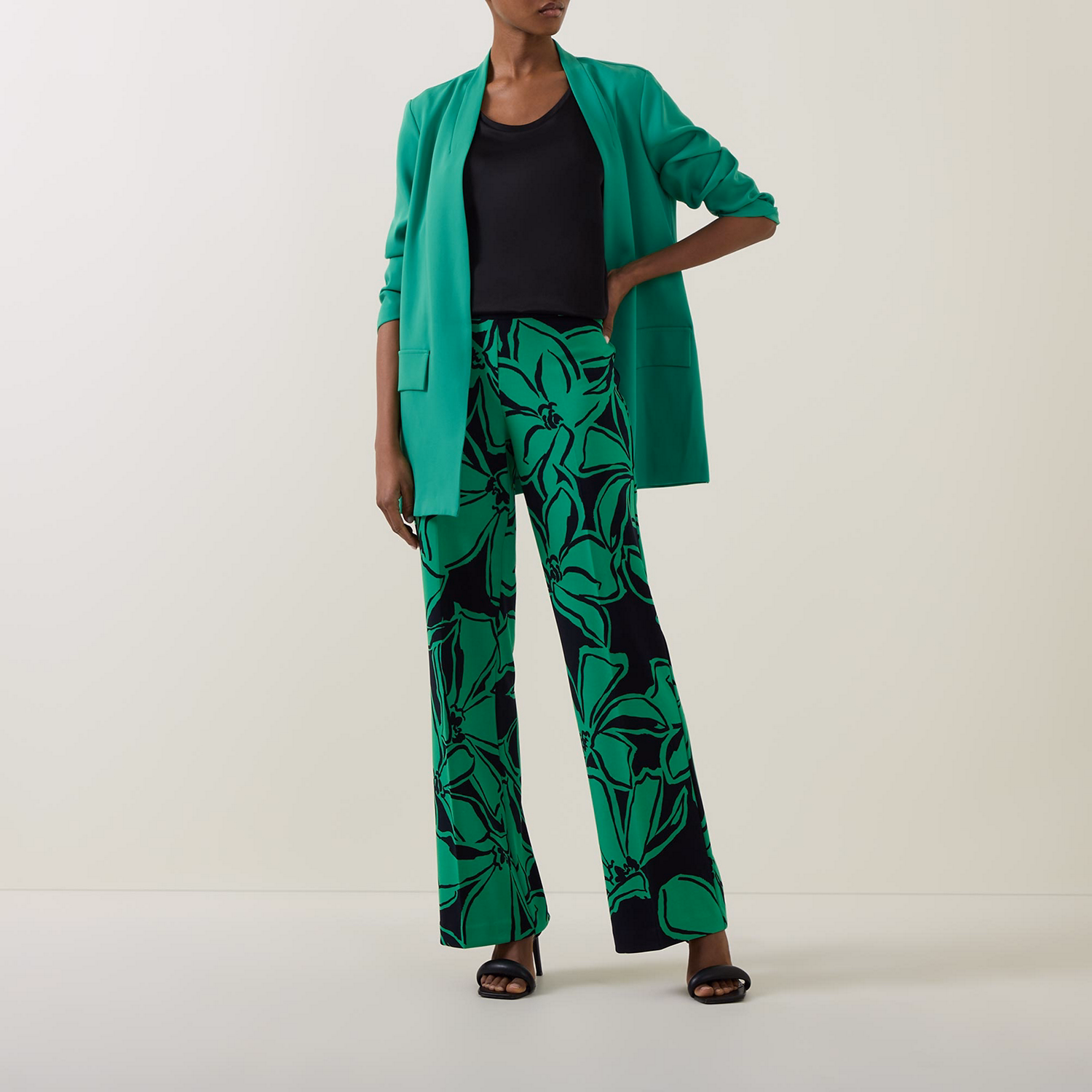 Printed Straight-Leg Trousers