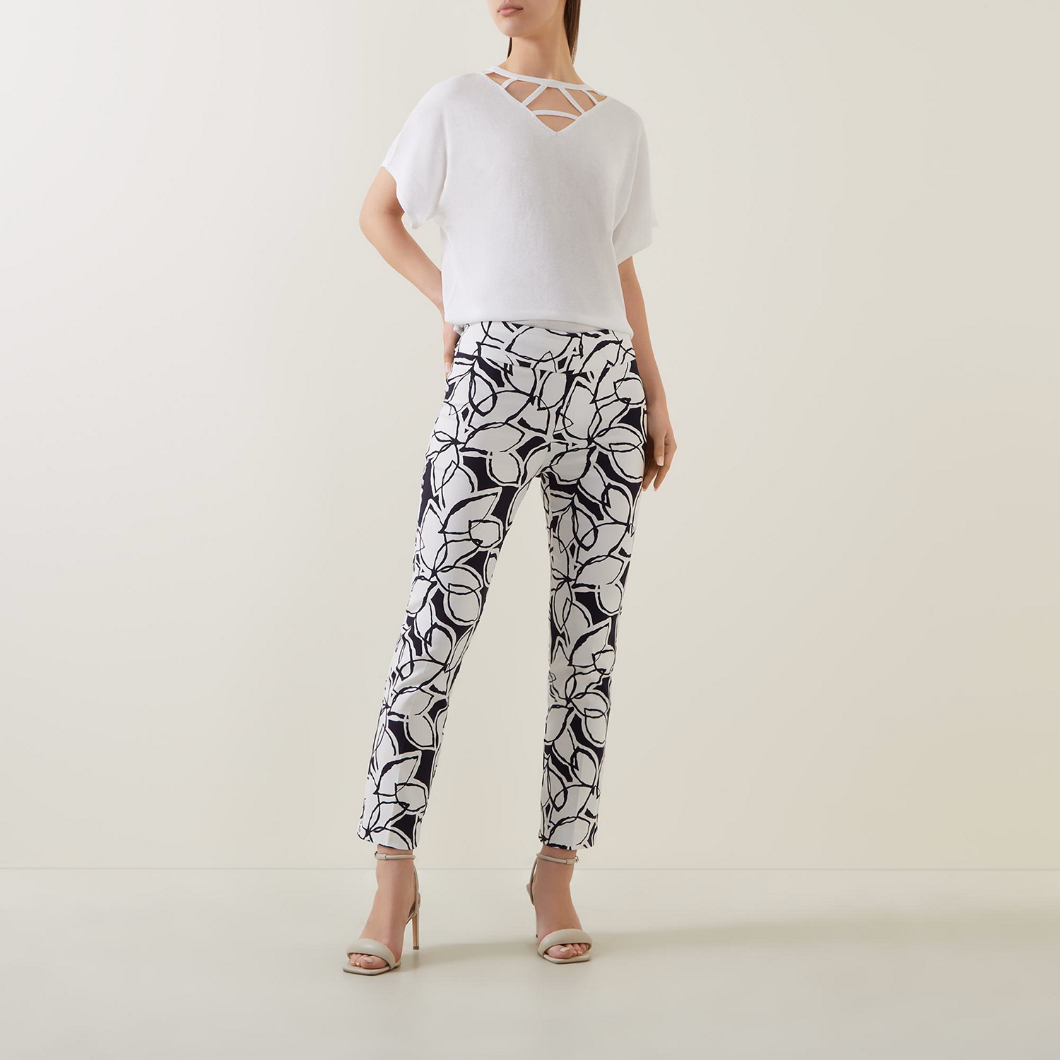 High-Rise Printed Skinny Leg Trousers