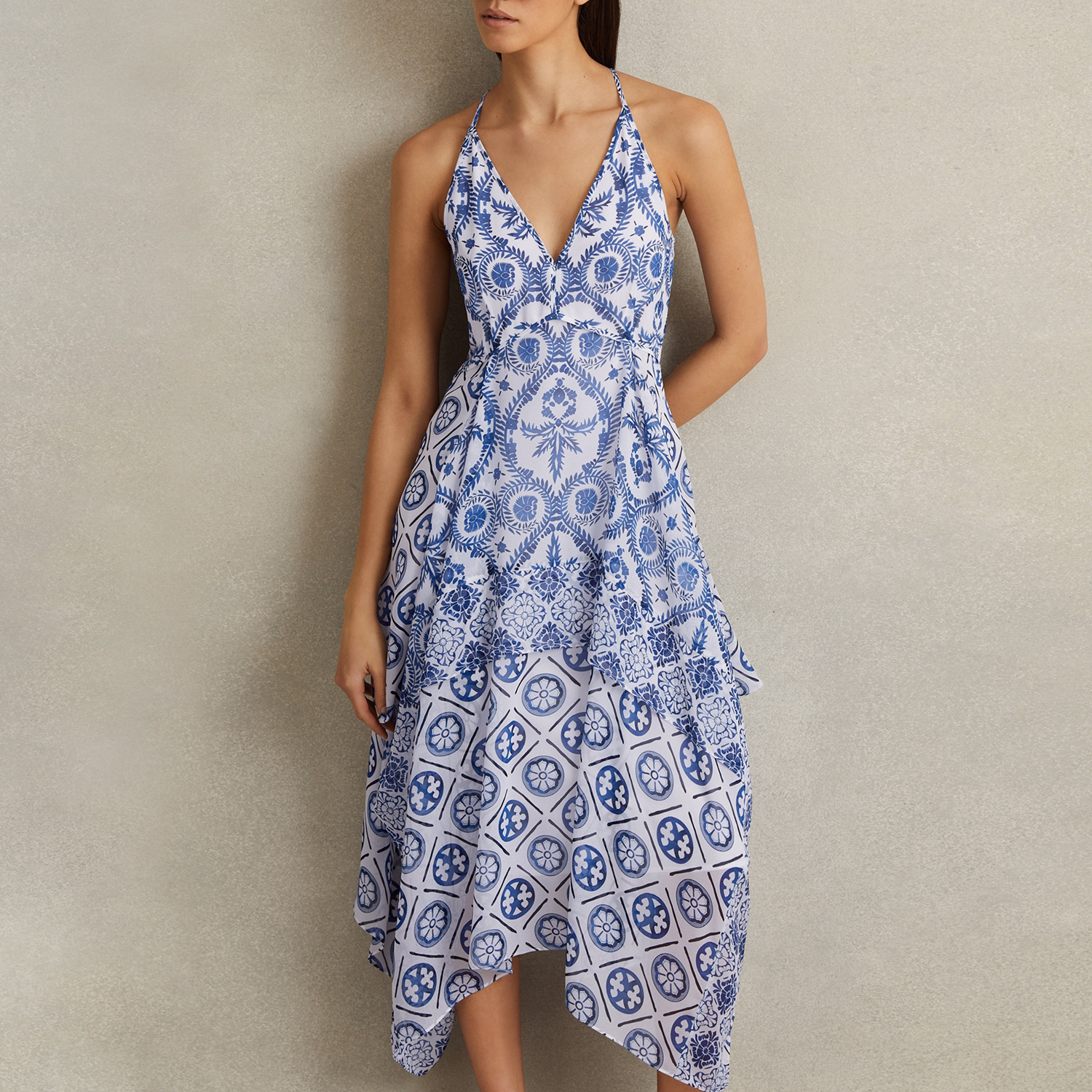 Tiller Printed Asymmetric Dress