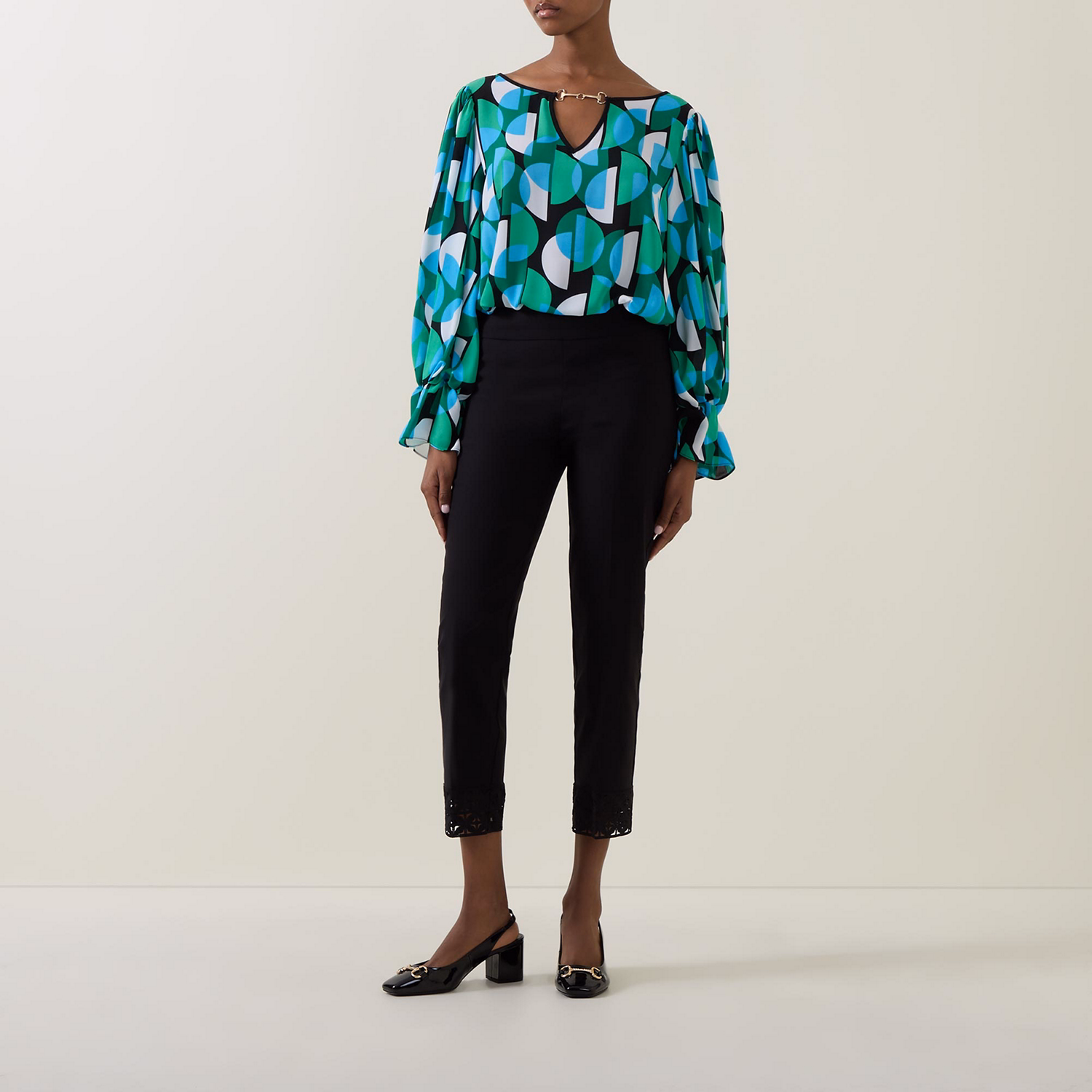 Lace-Trim Cropped Trousers