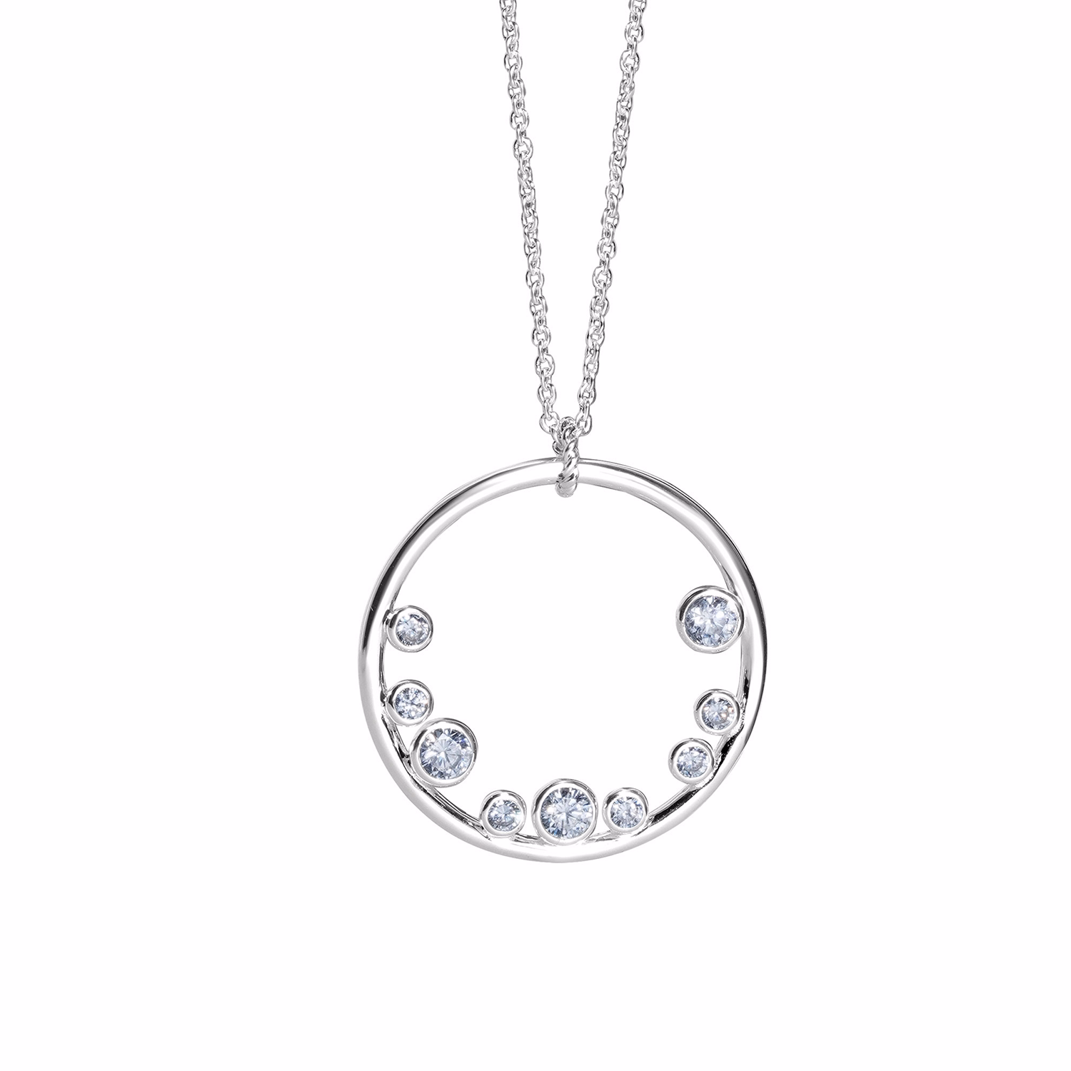 Circular Pendant With Clear Stones