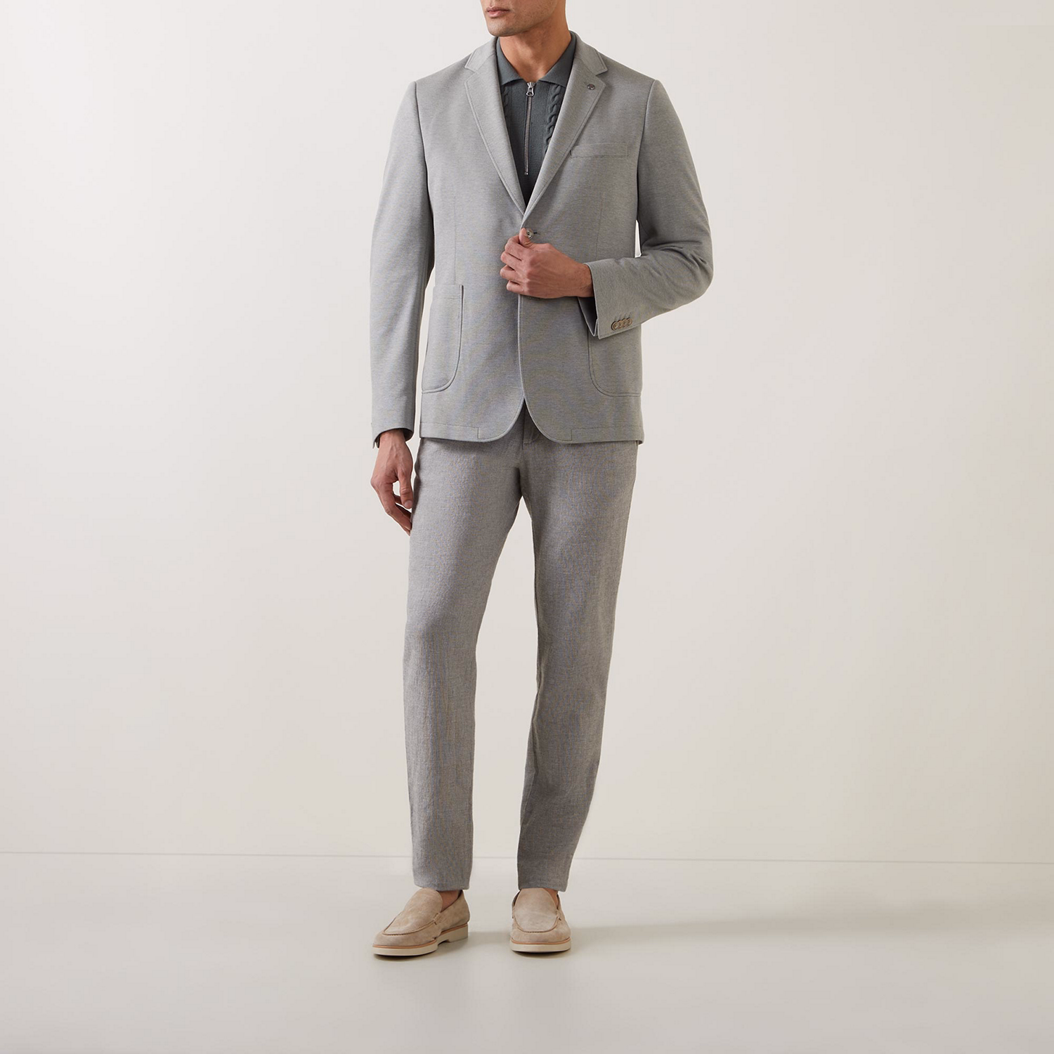 Pindot Single-Breasted Blazer