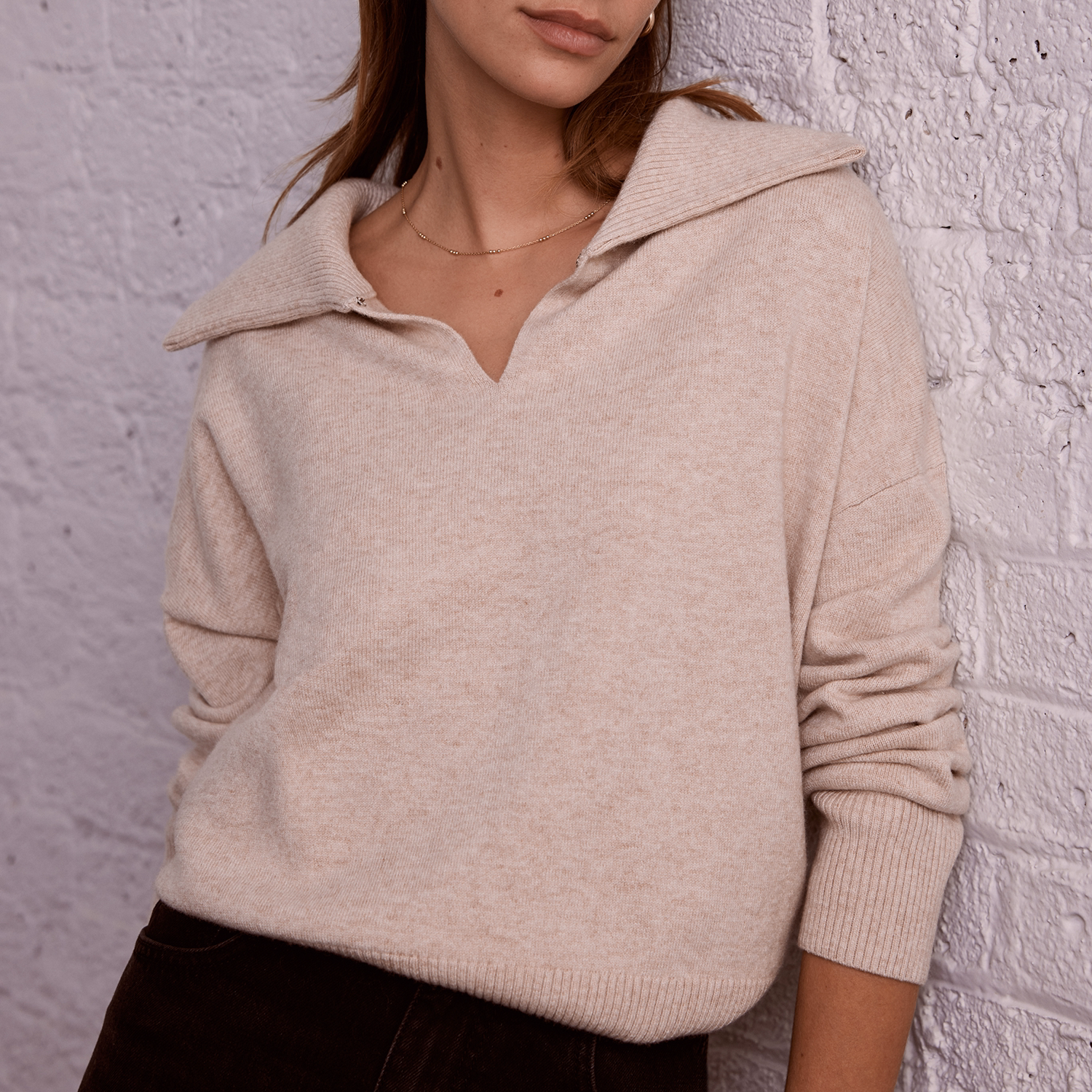 Open Collar Relaxed Sweater