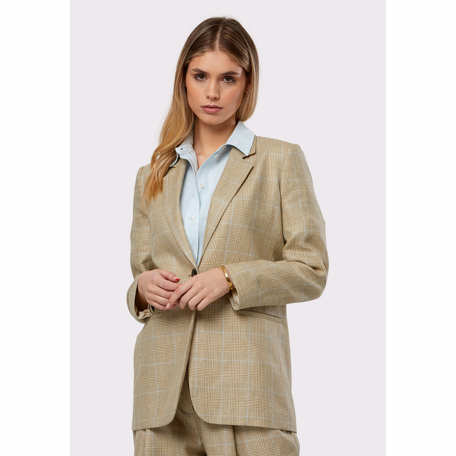 Cassie Checked Single-Breasted Oversized Blazer