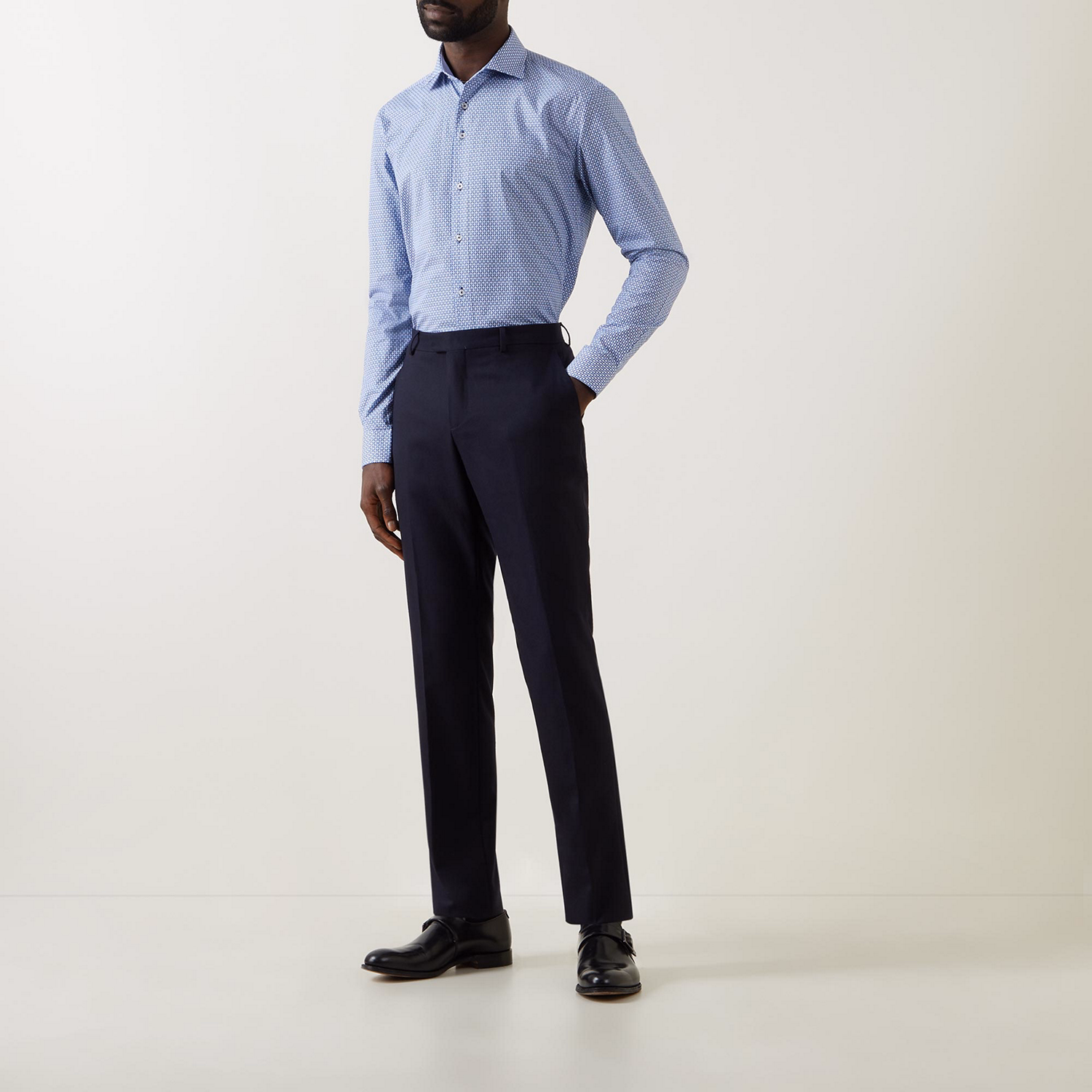 Geometric Single-Cuff Formal Shirt