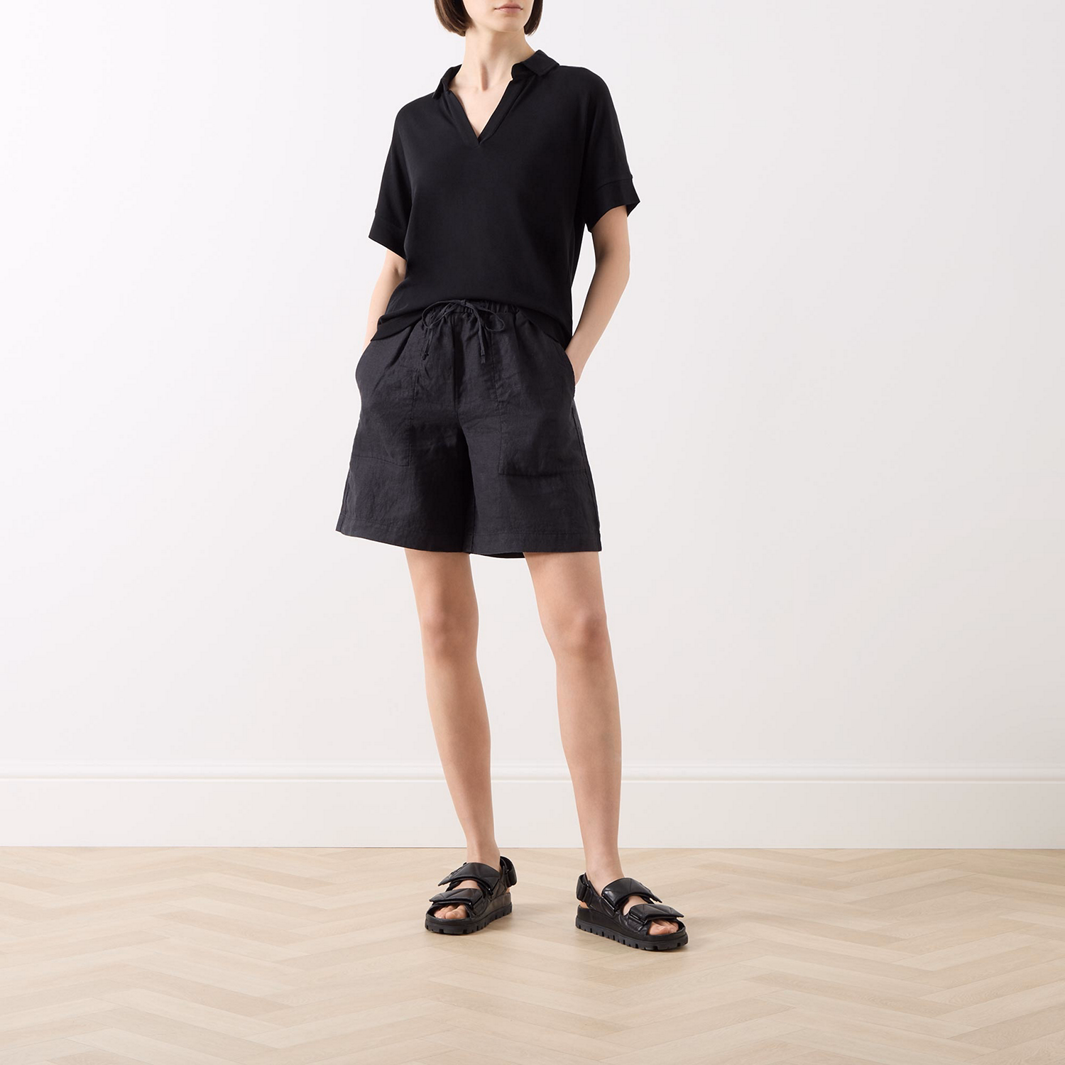 Straight-Leg Linen Shorts