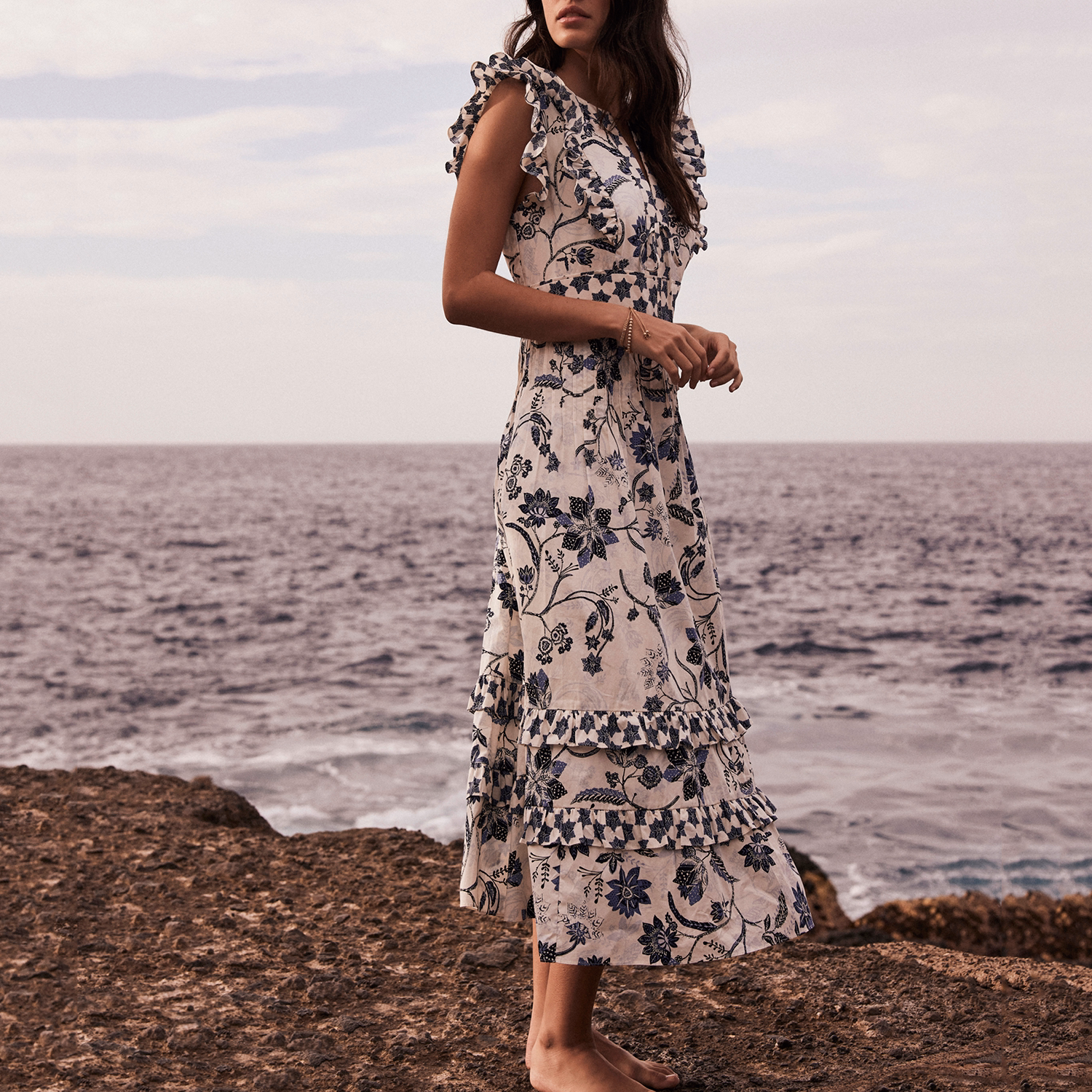 Floral Ruffle Flared Dress