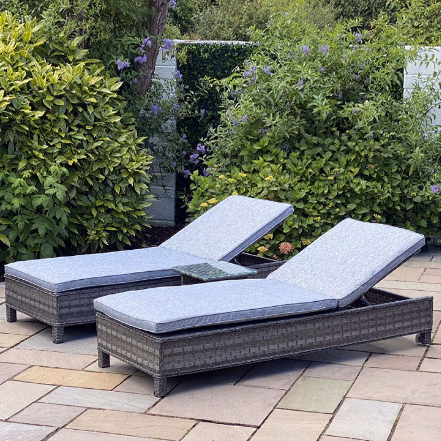 Boston Lounger with Side Table Dark Grey