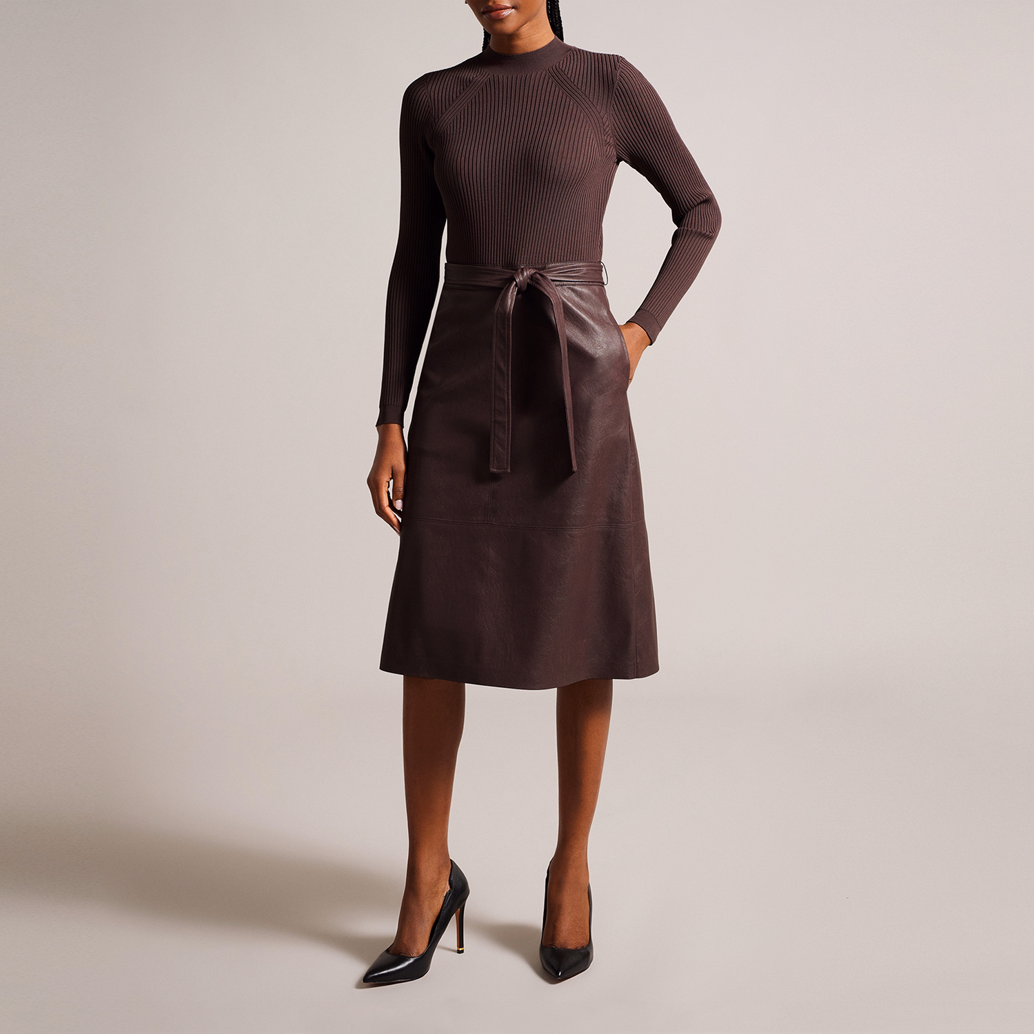 Alltaa Faux-Leather Dress