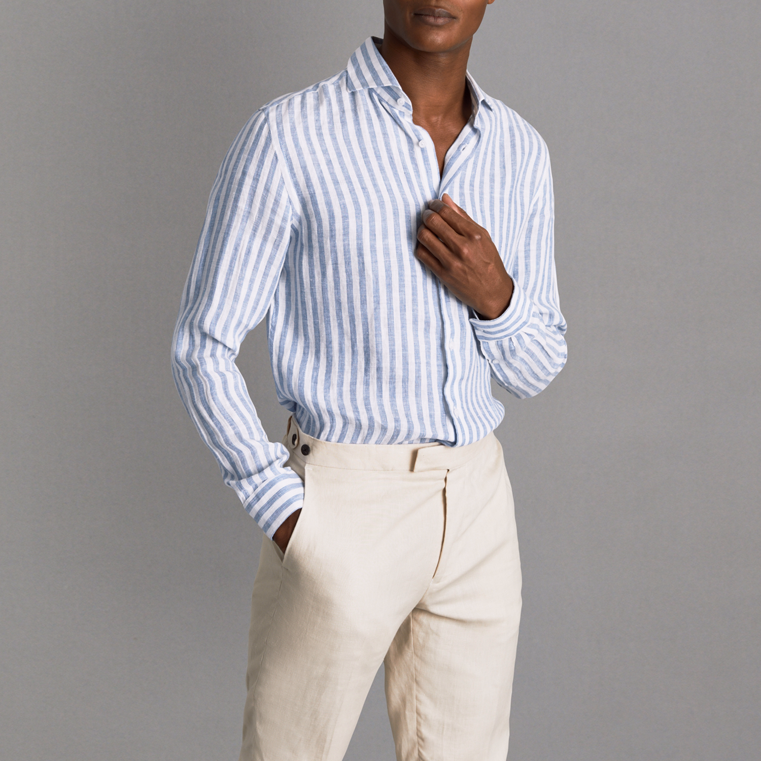 Ruban Striped Regular Fit Linen Shirt