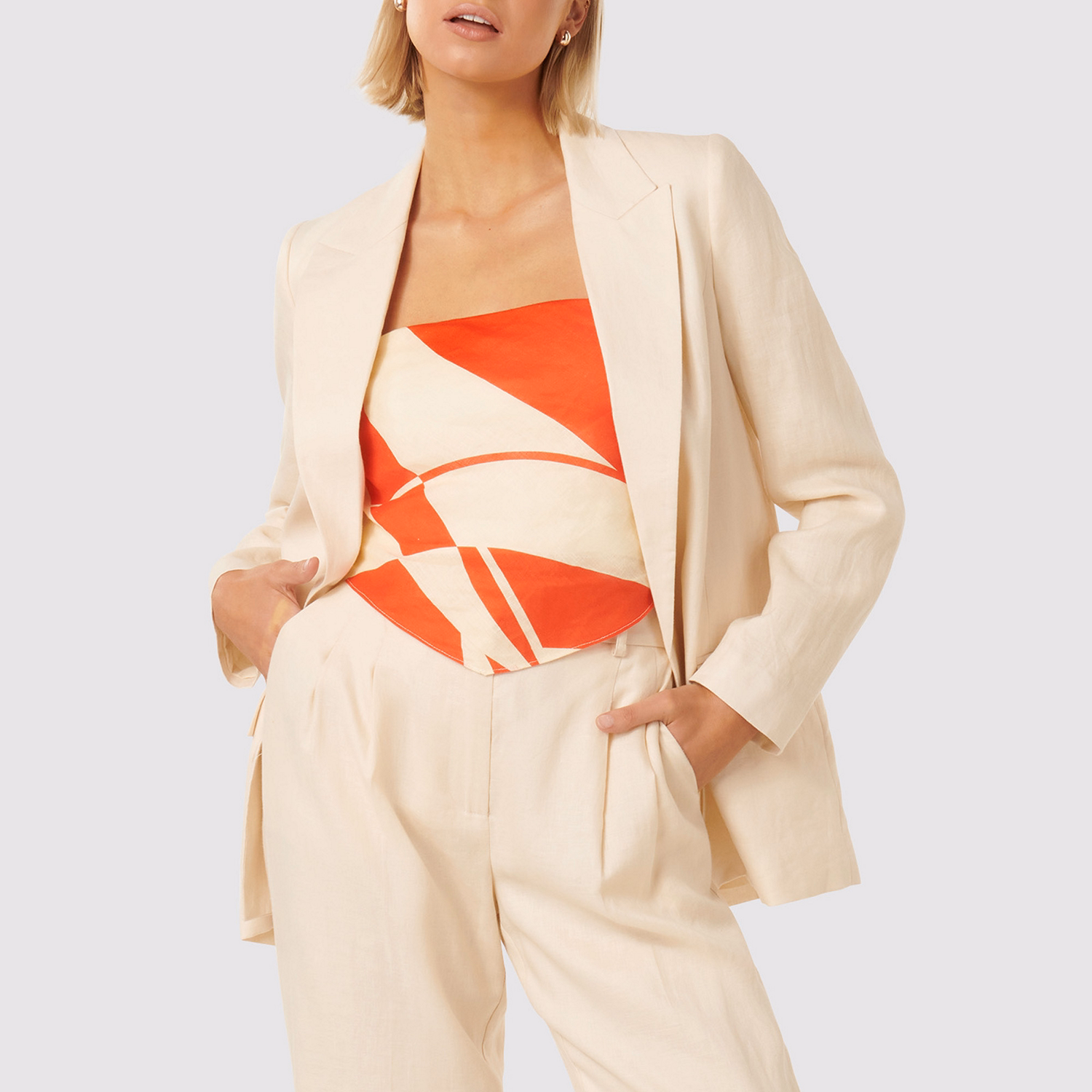 Lacey Open Linen Blazer