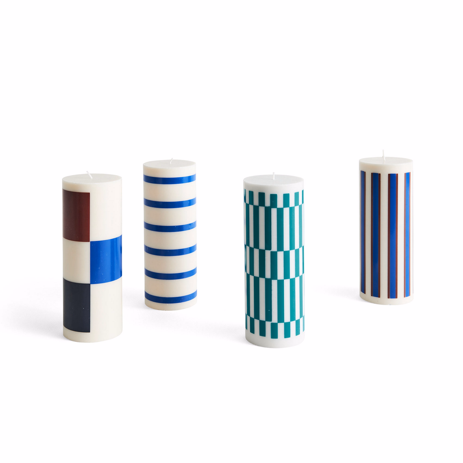 Column Candle L Light Grey and Green