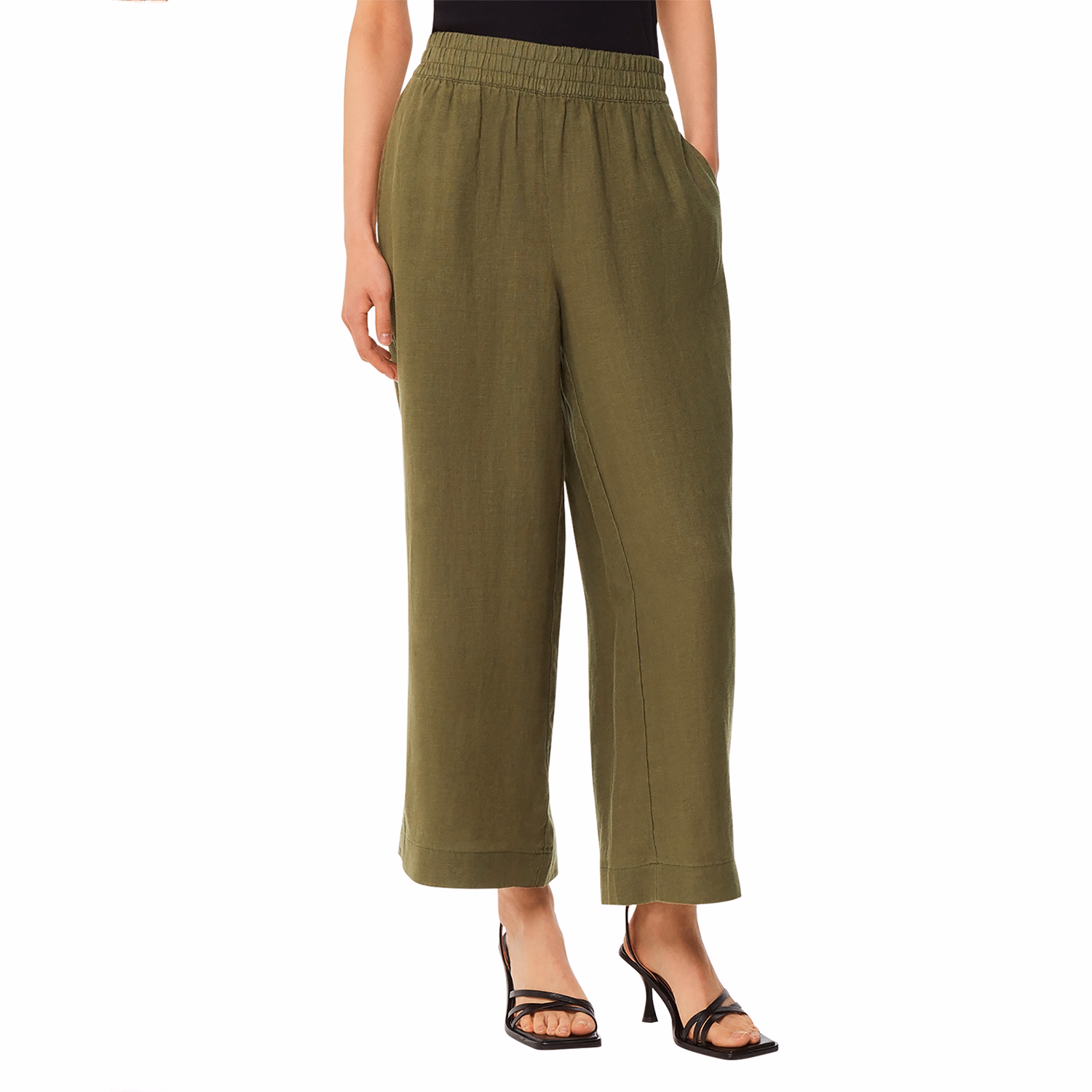Linen Wide Leg Cropped Trousers