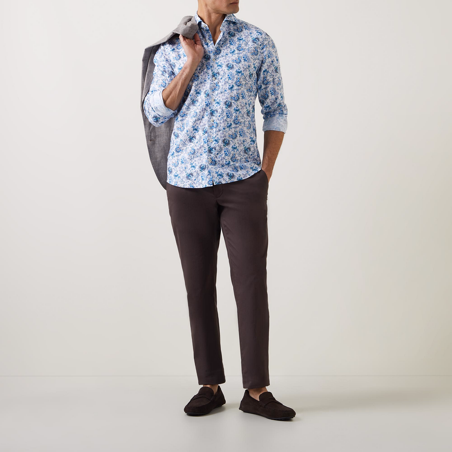 1866 Single-Cuff Floral Casual Shirt