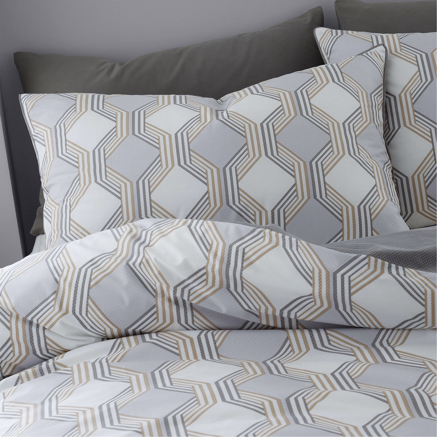 Atticus Geometric Duvet Set Grey