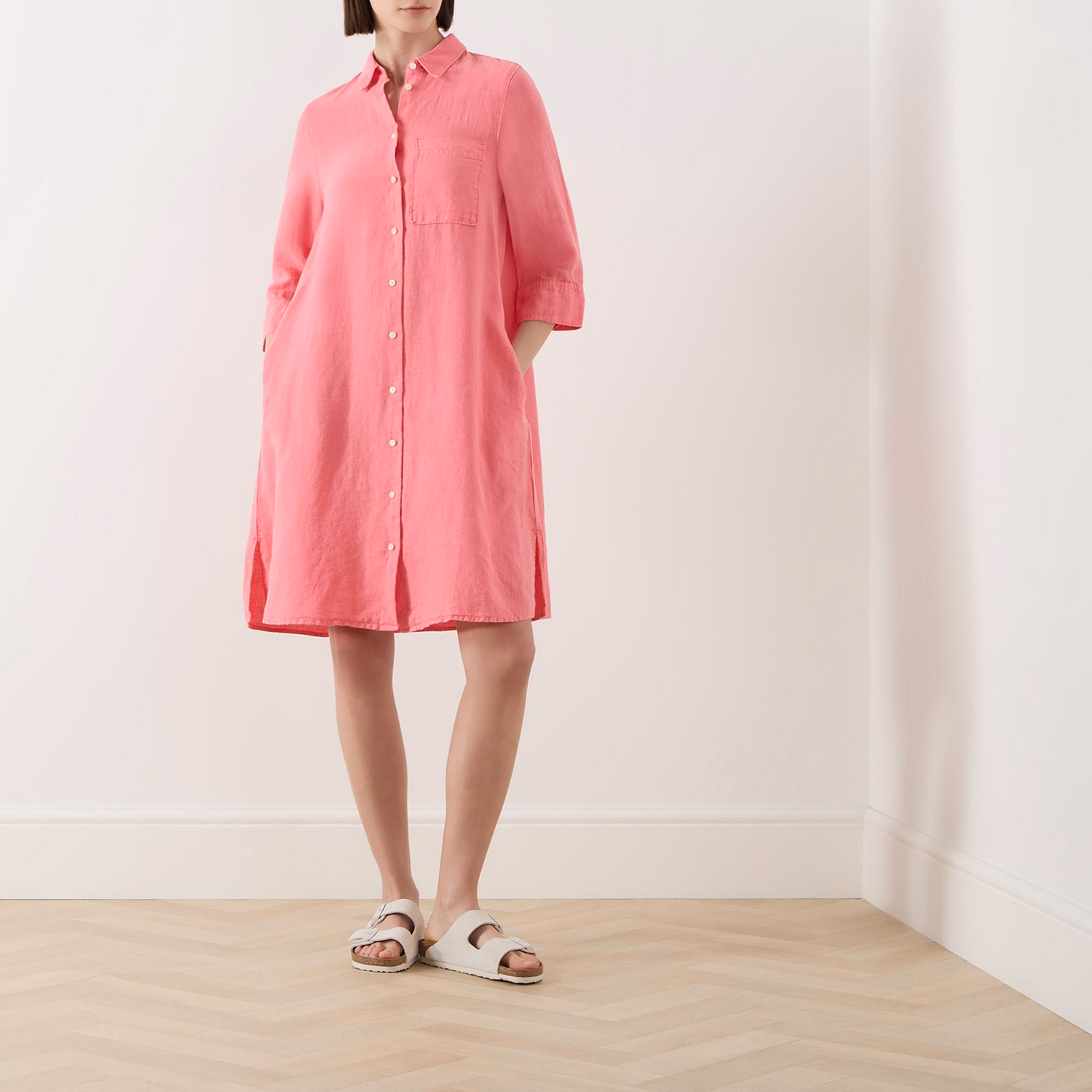A-Shape Linen Shirt Dress